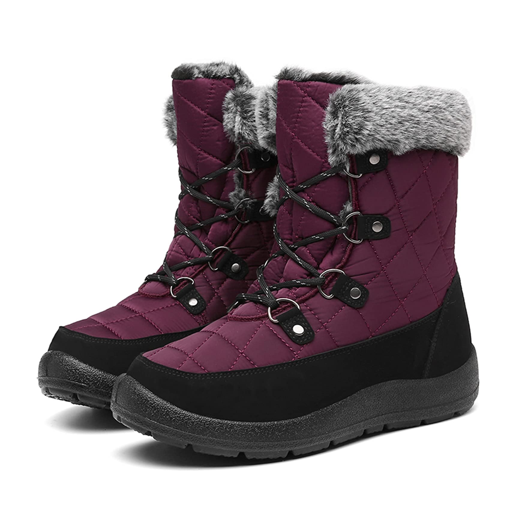 Women's Winter Boots - Soft Comfortable Faux Fur Mid Calf Snow Boots with Insulation | Waterproof Outdoor Boots for Hiking, Snowy Weather & Casual Wear