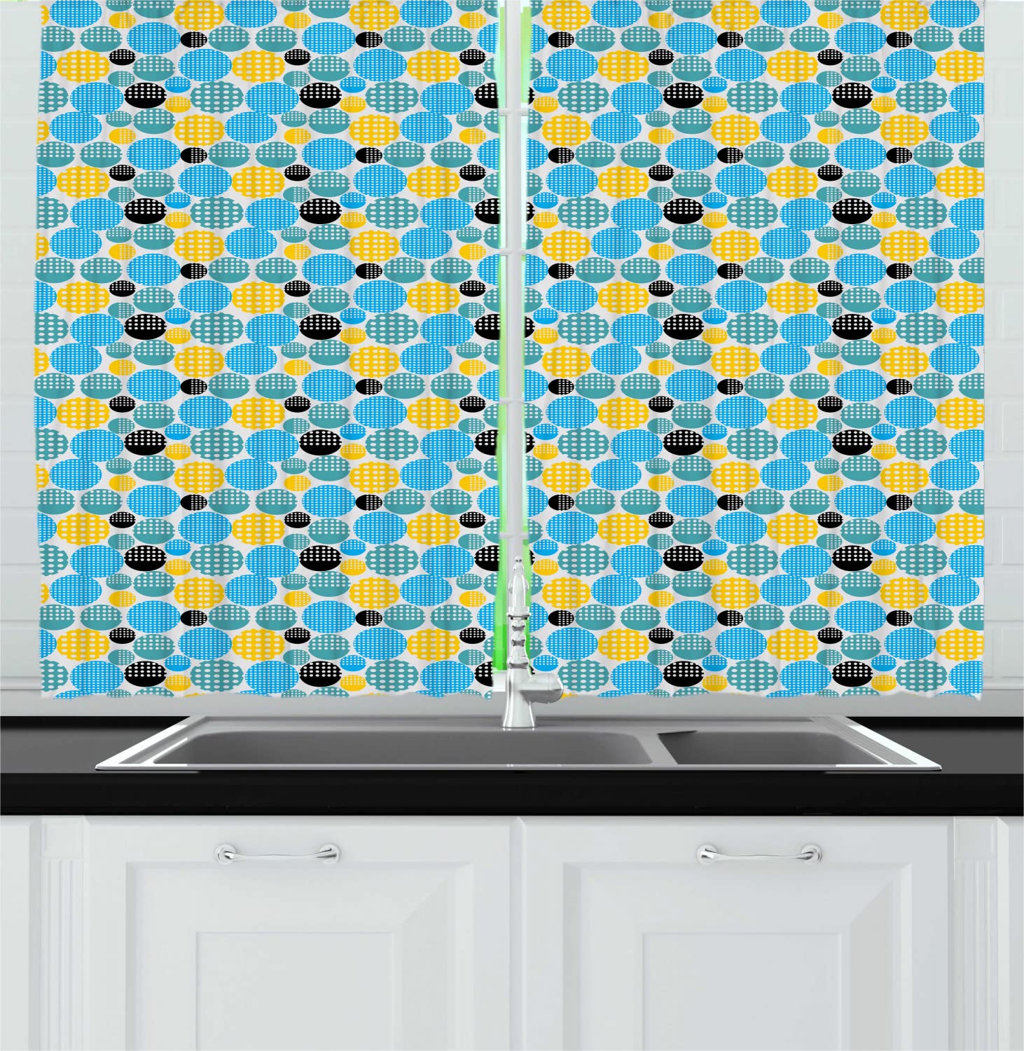 Ambesonne Abstract Geometric Kitchen Curtains - 55