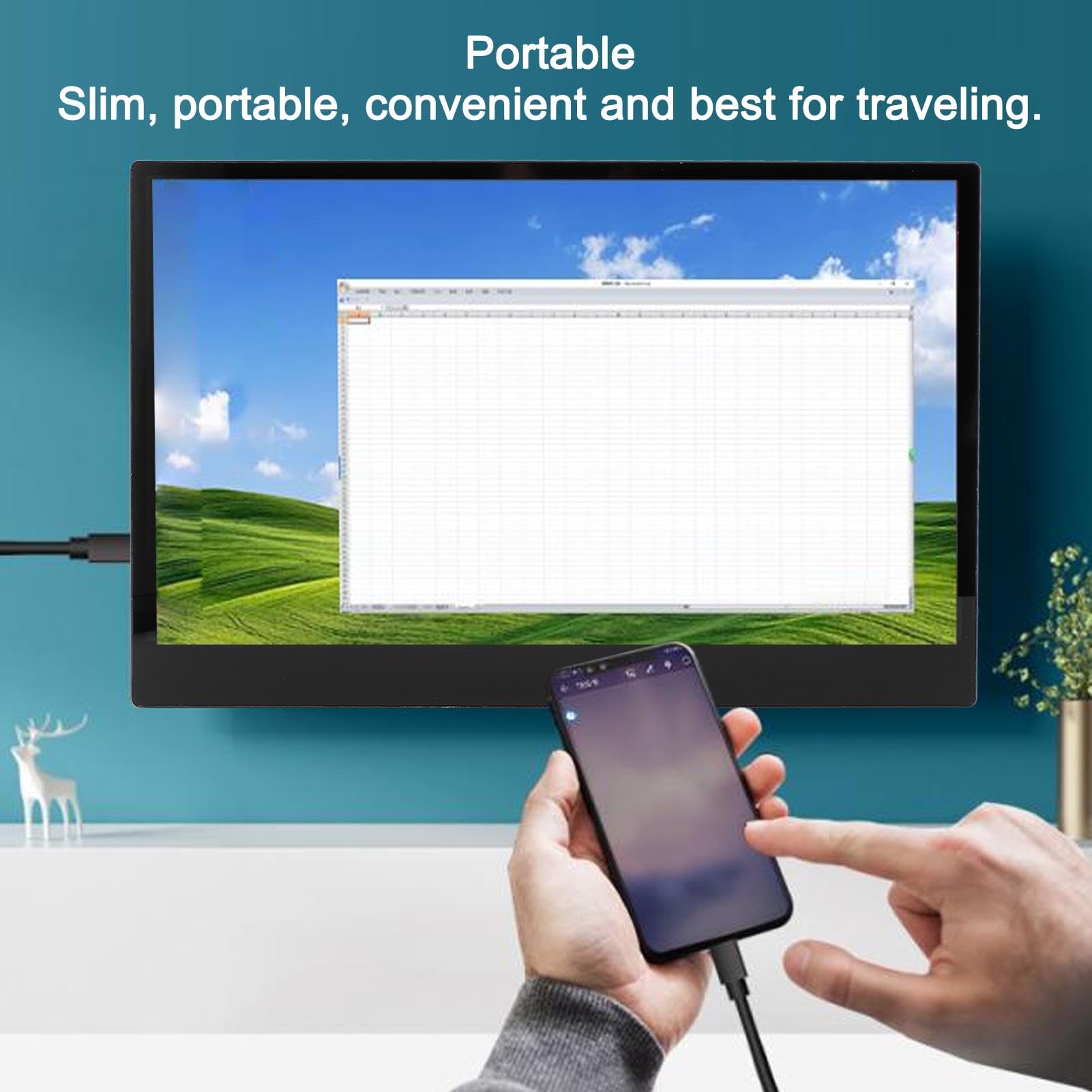 15.6 Inch Portable Monitor FHD 1080P IPS Touch Screen Display with USB-C & HDMI - Ultra Thin Travel Monitor for Laptop, Computer - Perfect for Business Travel, Gaming & Second Screen Setup