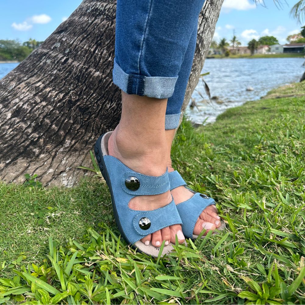 Eva Women's Comfortable Leather Adjustable Strap Slip-On Sandals - Casual Summer Walking Shoes for Beach, Vacation & Daily Wear