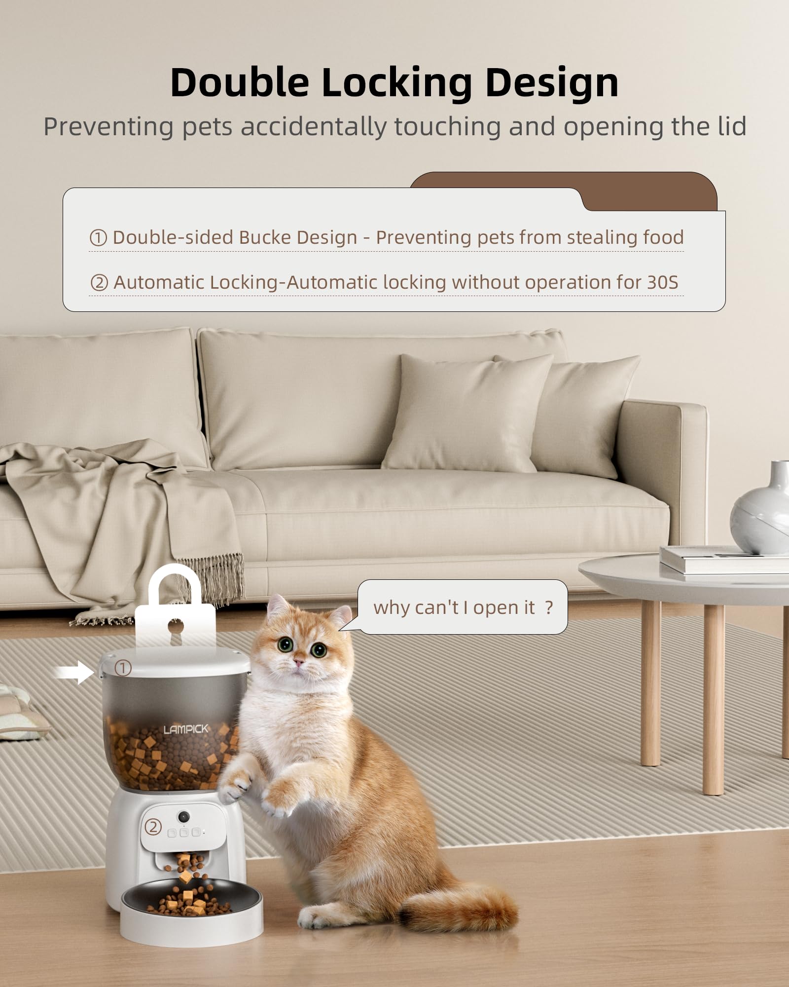 Smart WiFi Automatic Cat Feeder with 1080P HD Camera & 2-Way Audio - Stainless Steel Bowls, App Control for Precise Feeding - Perfect for Busy Pet Owners & Multi-Cat Homes