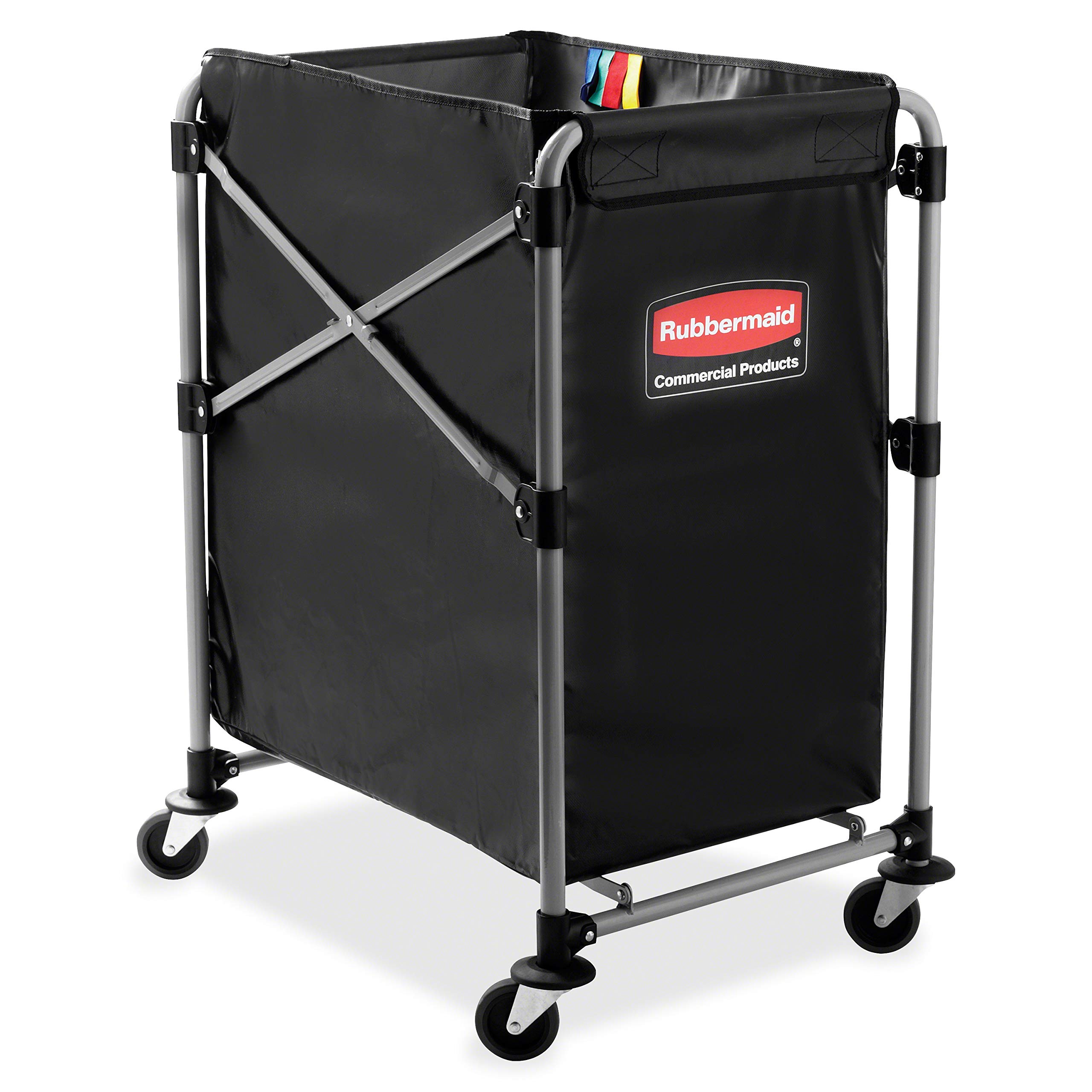 Rubbermaid Commercial Collapsible X Cart - 4 Bushel Steel Laundry Bin with Wheels for Hotel, Nursing Home, College & Home Use | Heavy Duty Utility Cart for Laundry, Supplies & Groceries | Easy Mobility & Space Saving Design