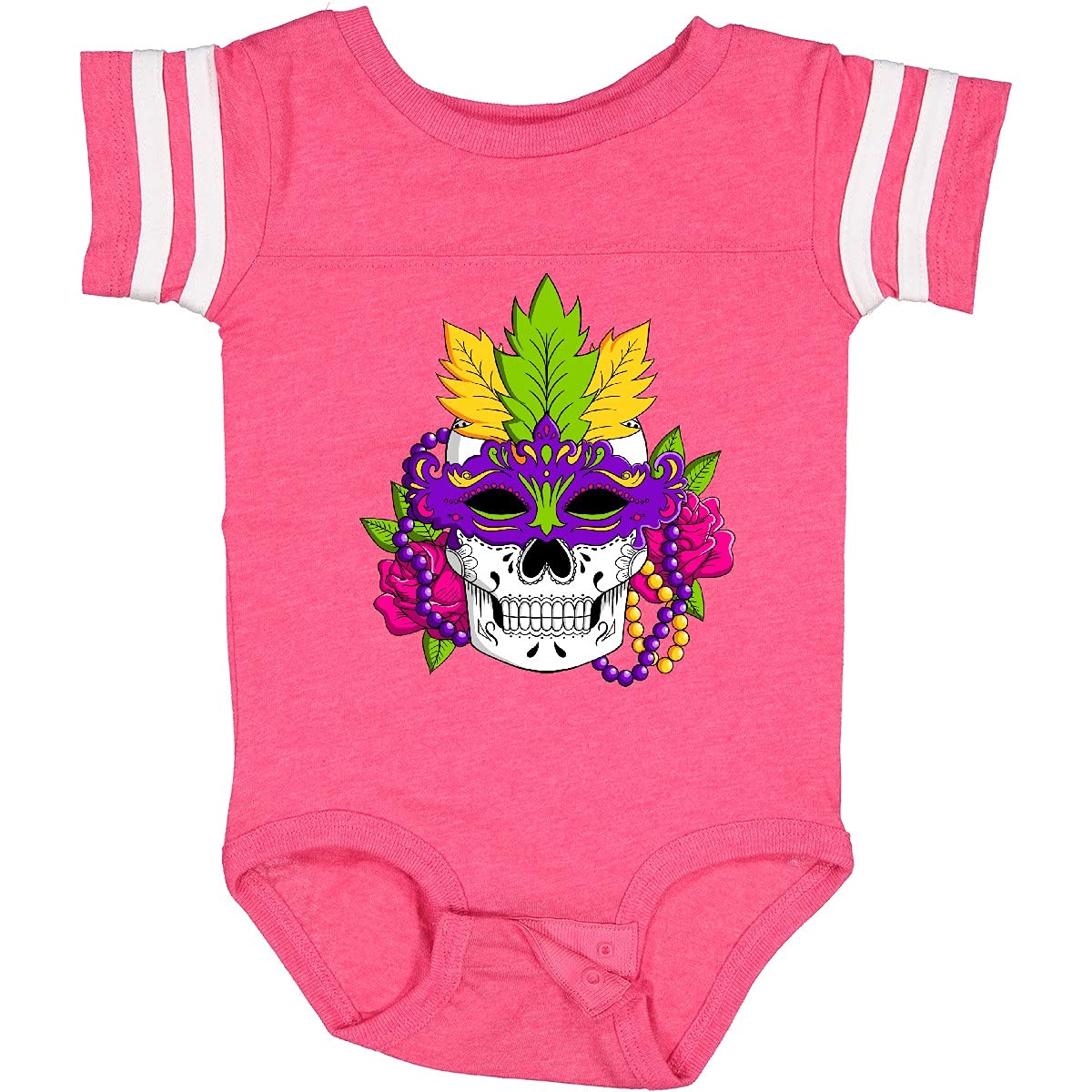 Inktastic Mardi Gras Skull with Masquerade Mask Baby Bodysuit - Cute Infant Onesie for Carnival, Halloween & Costume Parties - Perfect for Newborns & Toddlers