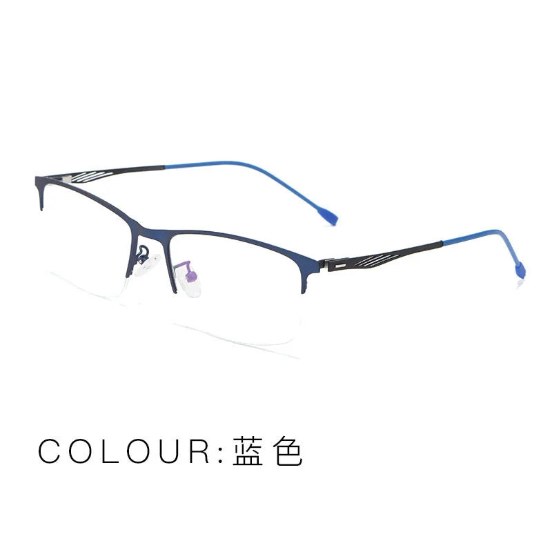 Brightzone Unisex Semi-Rimmed Square Alloy Eyeglasses 71462 - Lightweight & Durable Frame for Reading, Work, and Everyday Wear