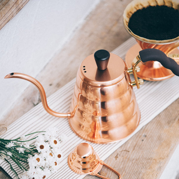 Hario Copper Buono Stovetop Gooseneck Kettle 900ml - Premium Pour Over Coffee & Tea Brewer for Home Baristas & Tea Enthusiasts