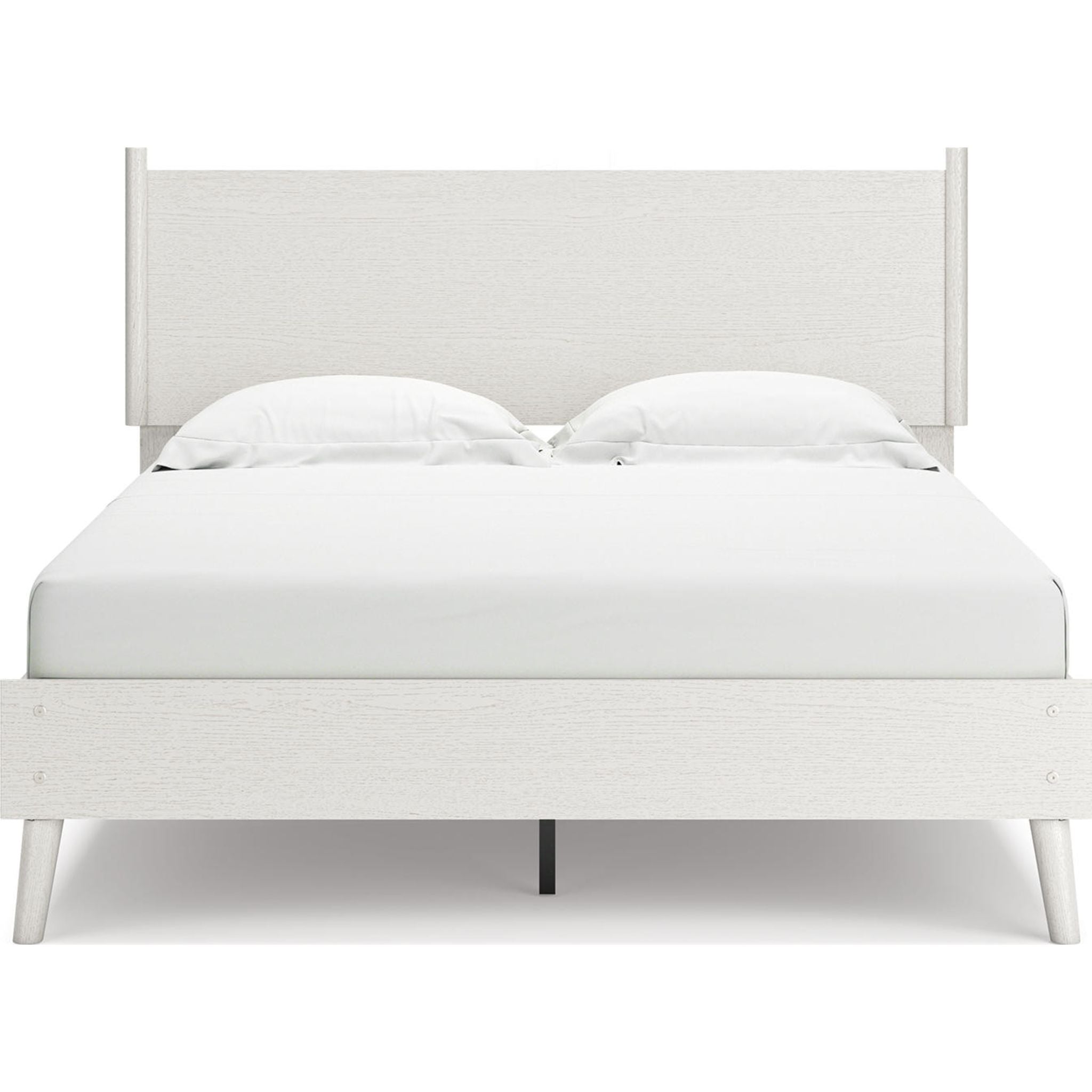 Aprilyn Queen Panel Bed - White Wooden Frame with Upholstered Headboard - Perfect for Master Bedroom, Guest Room & Modern Home Decor