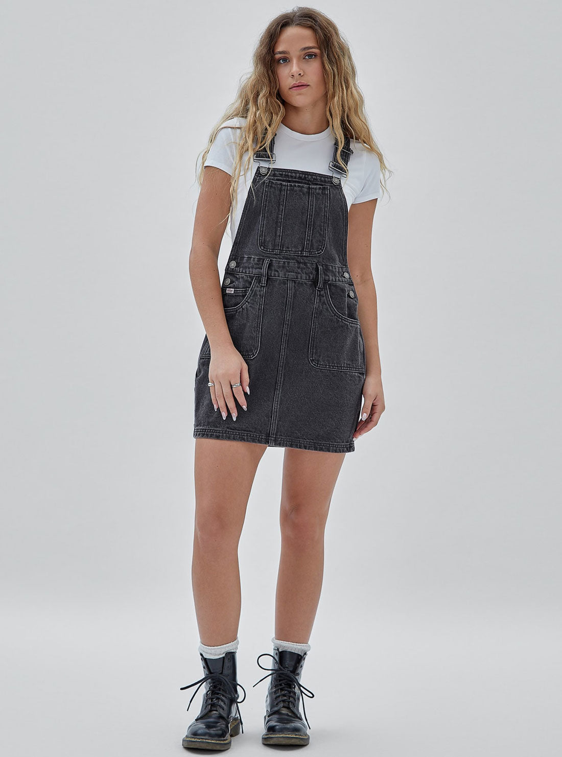 Guess Originals Black Denim Mini Overalls Dress - Stylish & Comfortable for Casual Outings, Parties & Date Nights