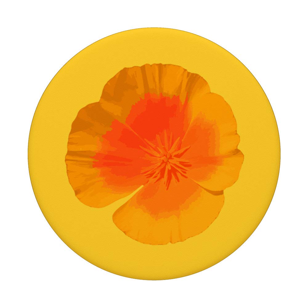 California Poppy Print PopSockets PopGrip - Swappable Phone Grip for iPhone, Samsung & Tablets | Perfect for Everyday Use, Travel & Photography