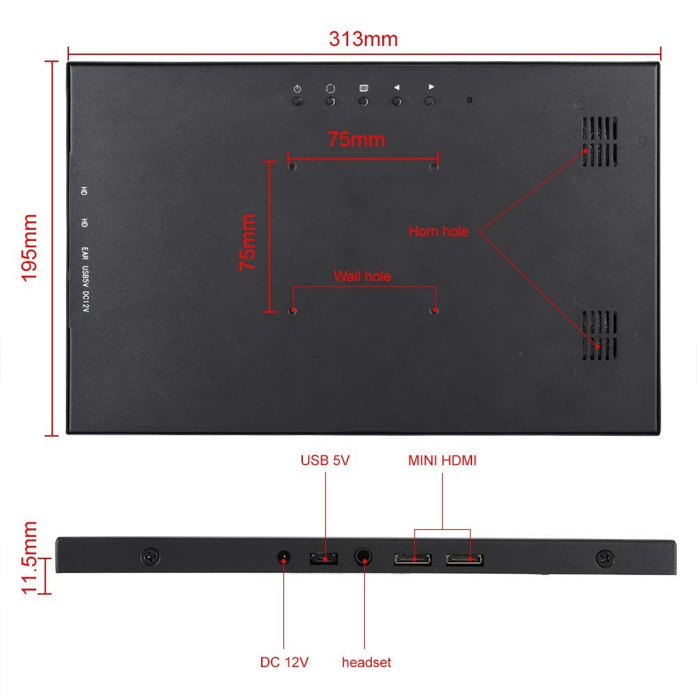 13.3 Inch Portable Monitor Full HD 1920x1080 HDR Gaming Display with Wide Viewing Angle & Built-in Speakers - Perfect for Laptop Extensions, Gaming, and Office Work
