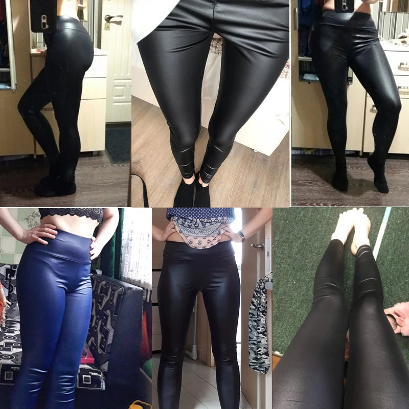 Stylish Oversized Women's Leggings - High Waist PU Leather Yoga Pants for Workout & Fashion | Trendy Tight & Sexy Pants for Gym, Running, Lounge & Night Out