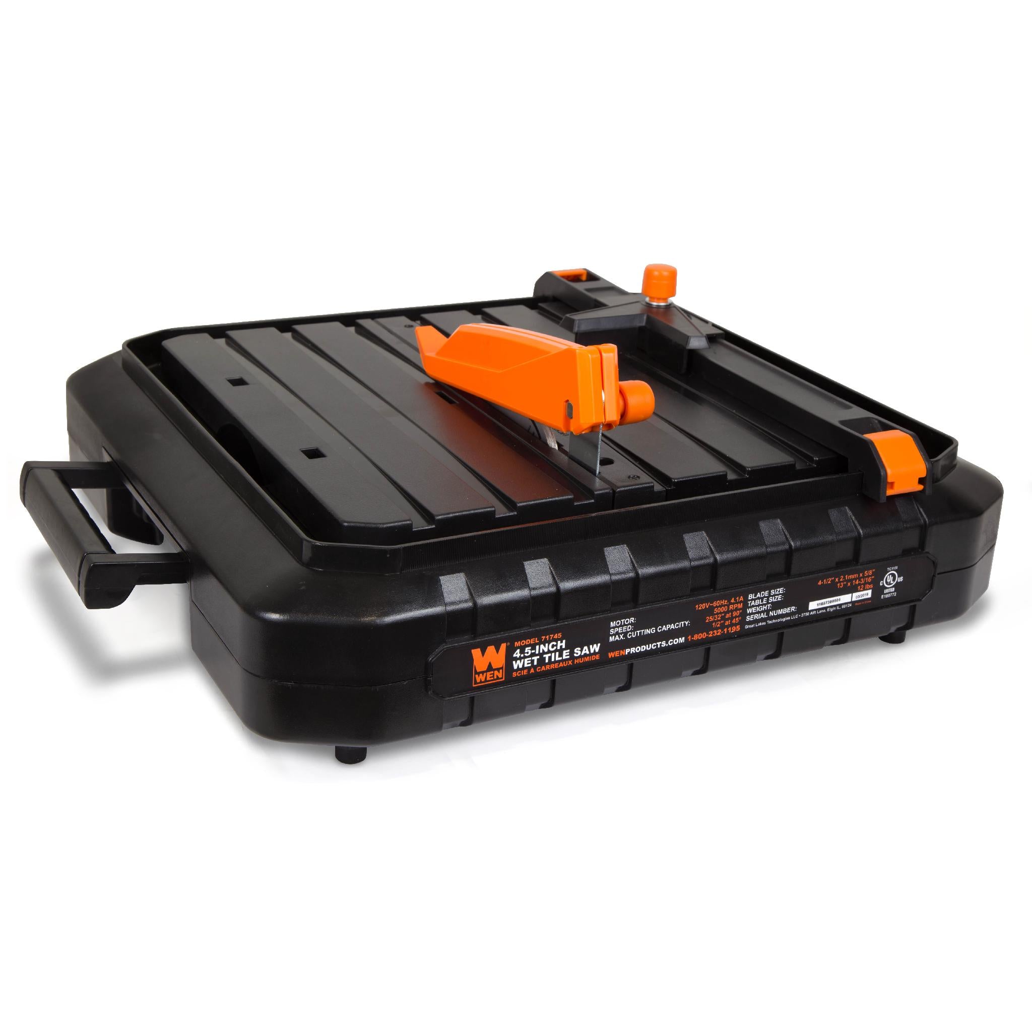WEN 71745 4.1A 4.5 Inch Portable Wet Tile Saw with Fence and Miter Gauge - Perfect for DIY Home Renovation, Bathroom Remodeling & Floor Tile Installation