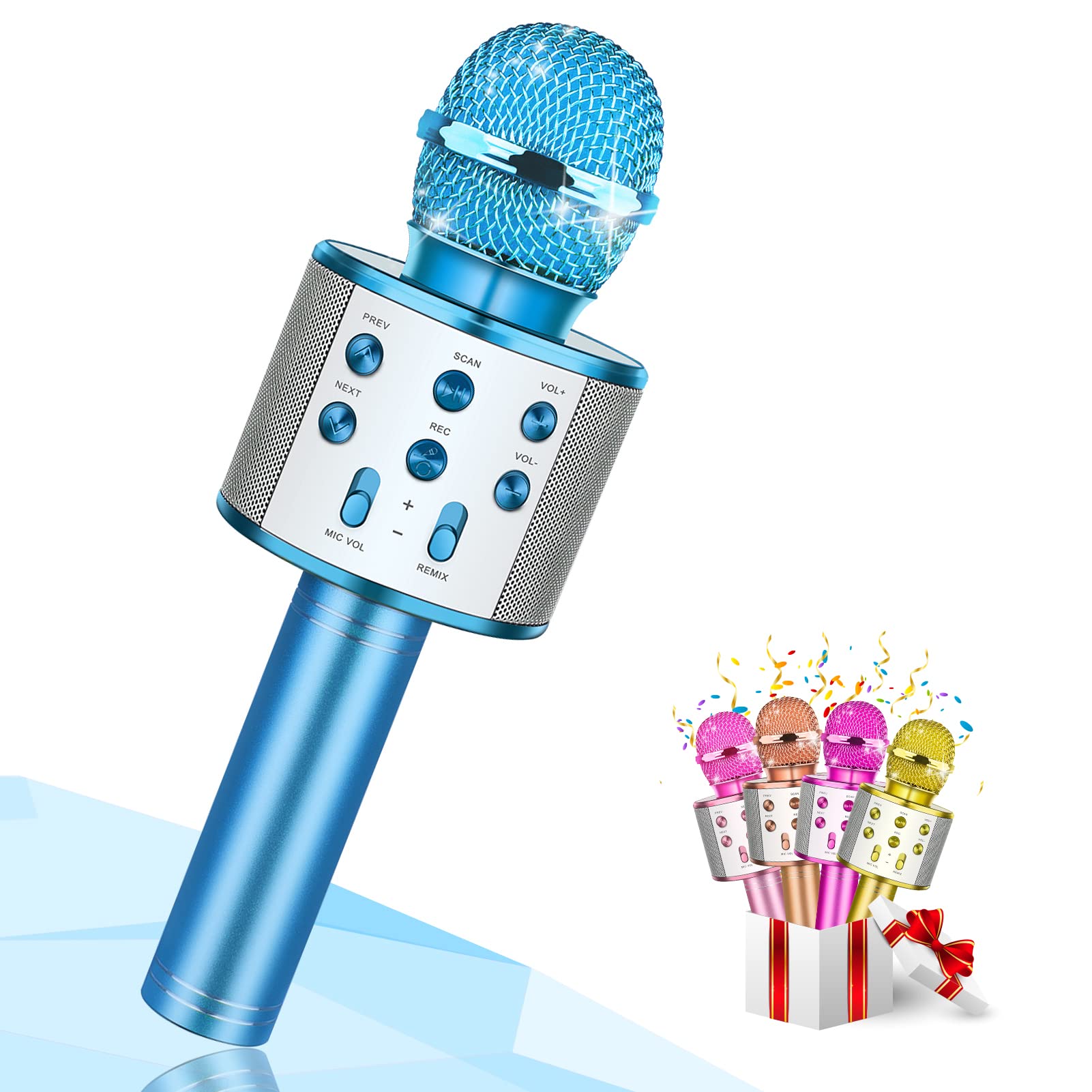 Bluetooth Microphone for Kids Ages 3-12 - Wireless Singing Toy with LED Lights, Perfect Gift for Boys & Girls - Fun Karaoke Microphone for Parties, Playtime & Home Entertainment
