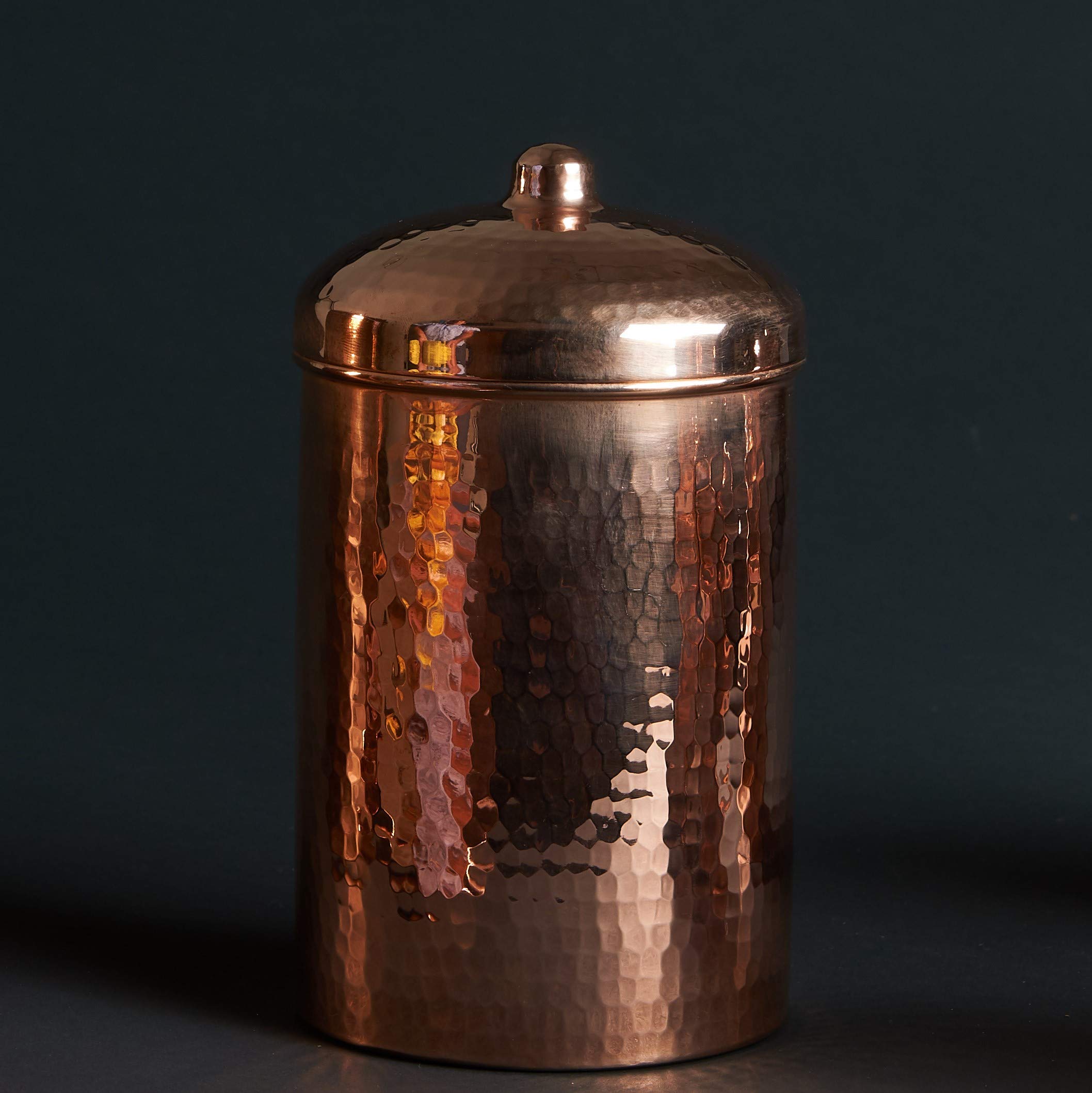 Sertodo Polished Copper Kitchen Canisters Set - 2 Quart Capacity, Elegant & Functional Storage Containers for Flour, Sugar, Coffee - Hammered Finish for Shine & Durability - Eco-Friendly Recycled Copper - Perfect for Pantry Organization & Countertop Decor