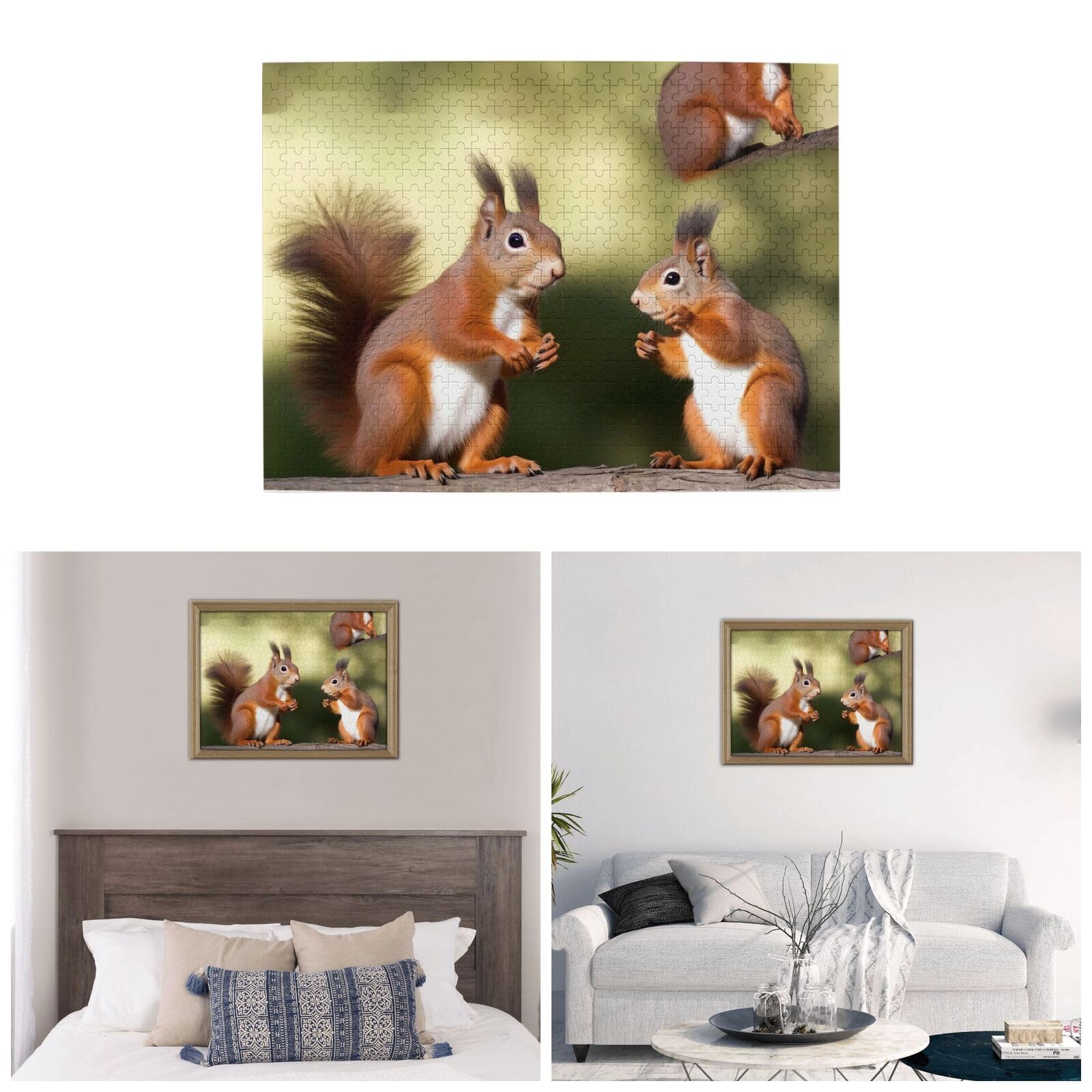 500-Piece Wooden Jigsaw Puzzle - Cute Squirrels Photo Puzzle for Adults, Personalized Picture Puzzle for Family, Wedding, Birthday & Valentine's Day Gifts (20.4
