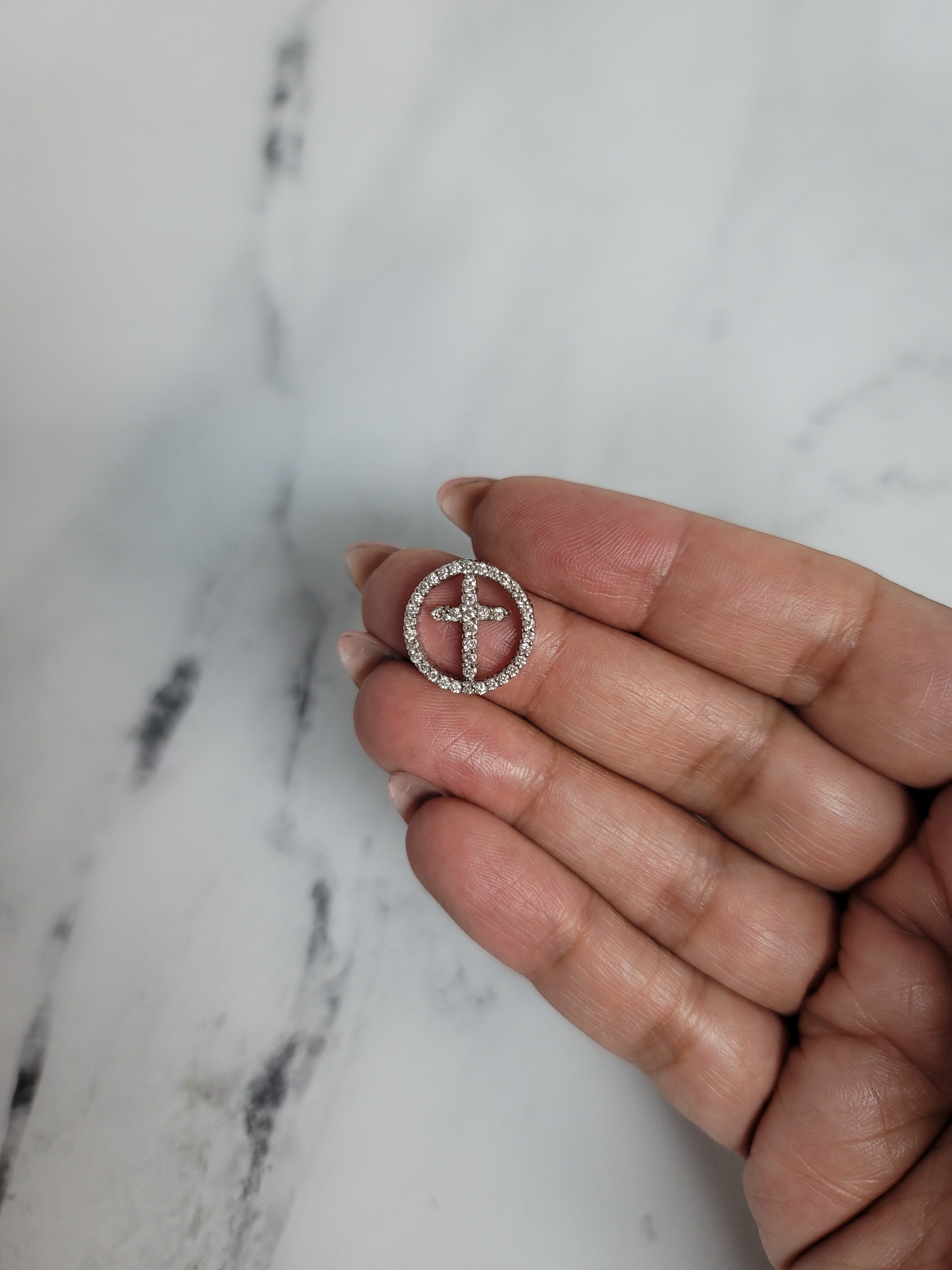 Half Diamond Cross within Circle Diamond Necklace - Elegant 14K Gold Pendant for Women | Perfect Gift for Christmas, Baptism & Weddings | Spiritual Jewelry for Everyday Wear