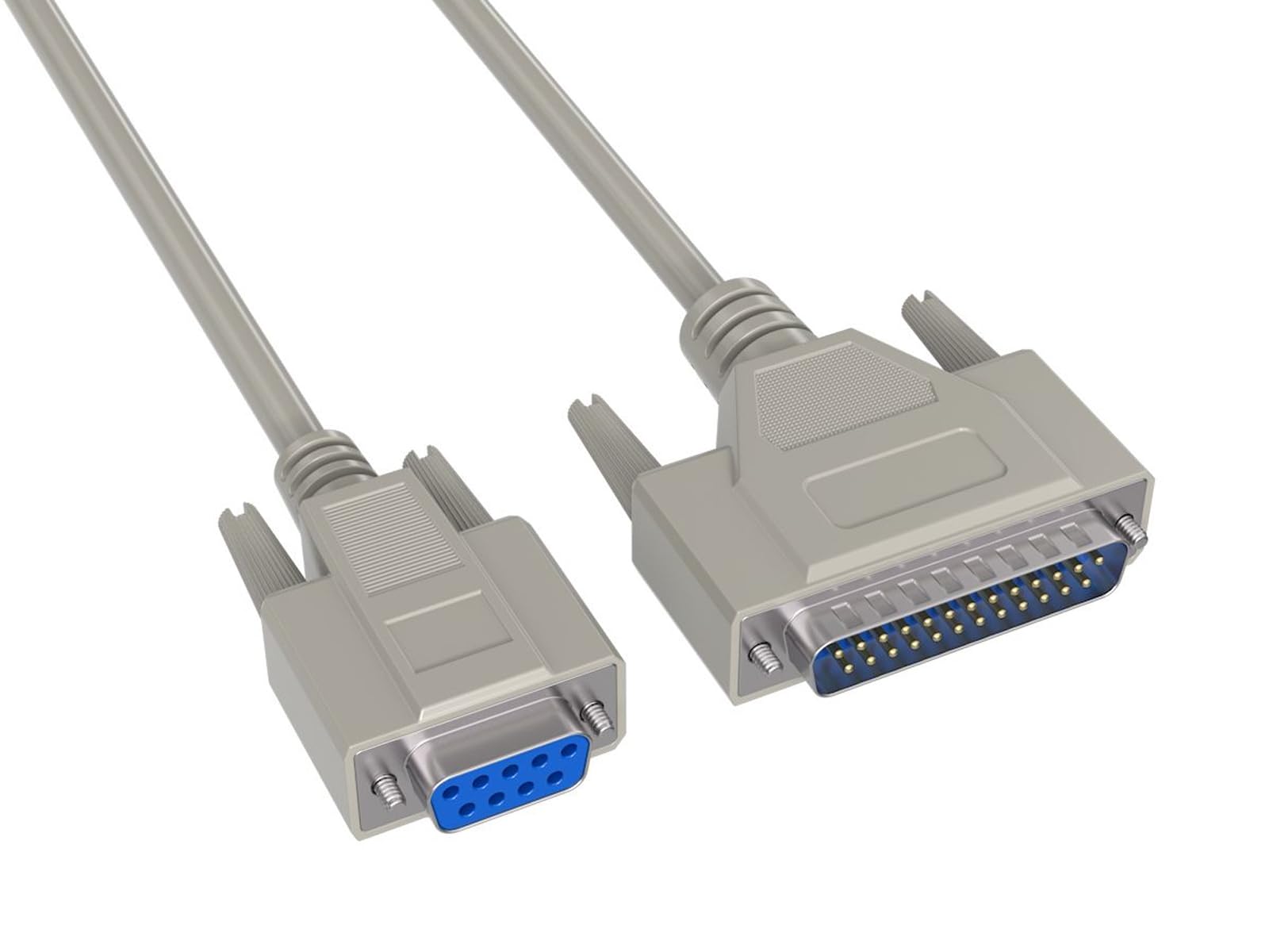 CableLeader 6ft DB9 Female to DB25 Male Serial Printer Cable for HP Plotters & Laser Printers - Beige | High-Speed Data Transfer for Industrial & Office Use