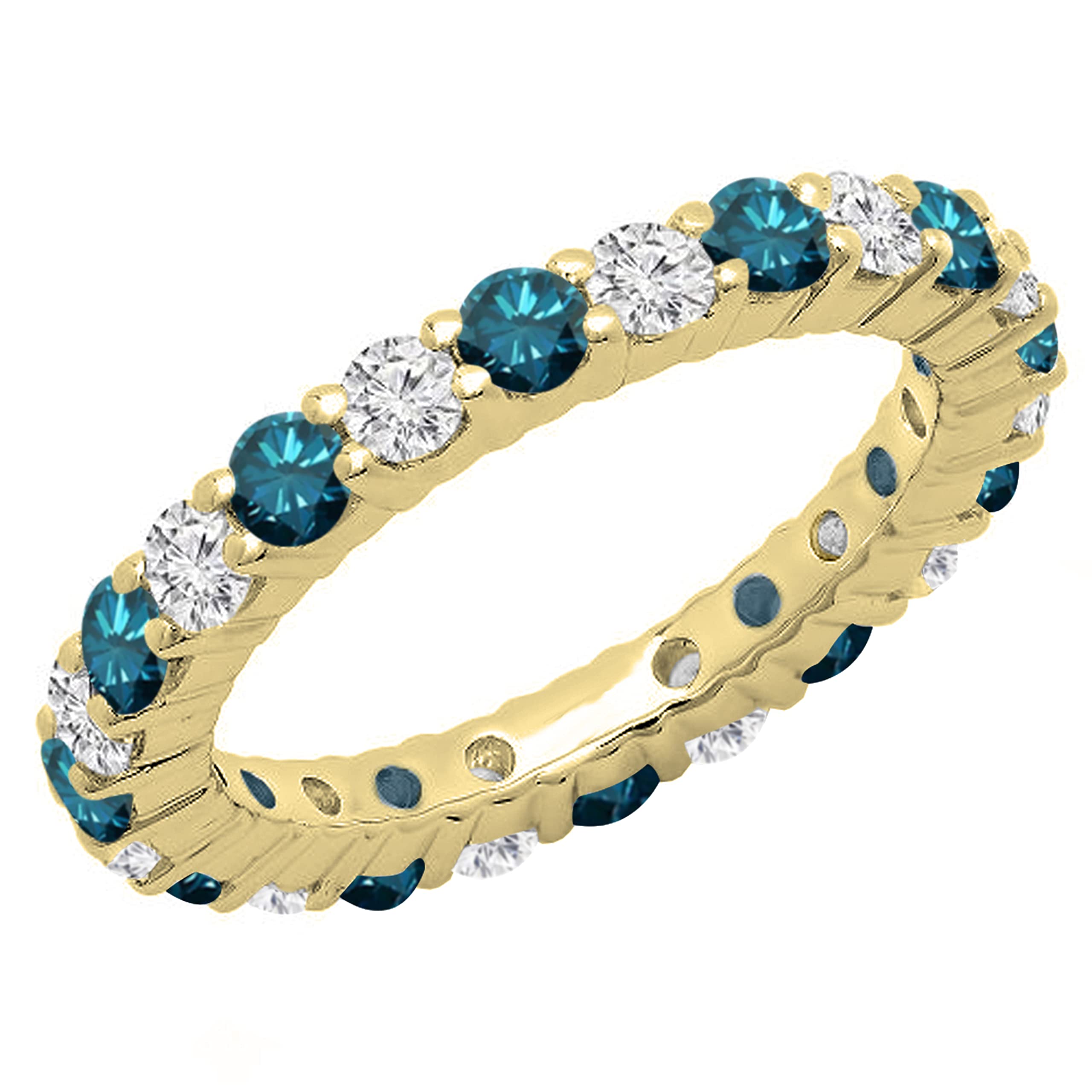 1.00ctw Blue & White Diamond Eternity Wedding Band for Her - Elegant Bridal Jewelry