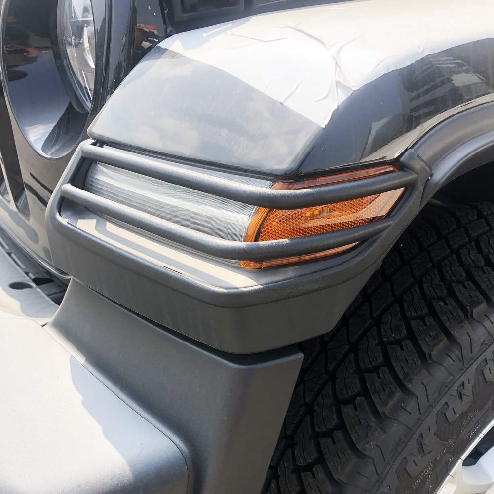 2018-2022 Jeep Wrangler JL Black Plastic Front Bumper Fog Light & Taillight Cover Trims with Side Turn Signal | Durable Exterior Accessories for Off-Road Protection & Style Enhancement