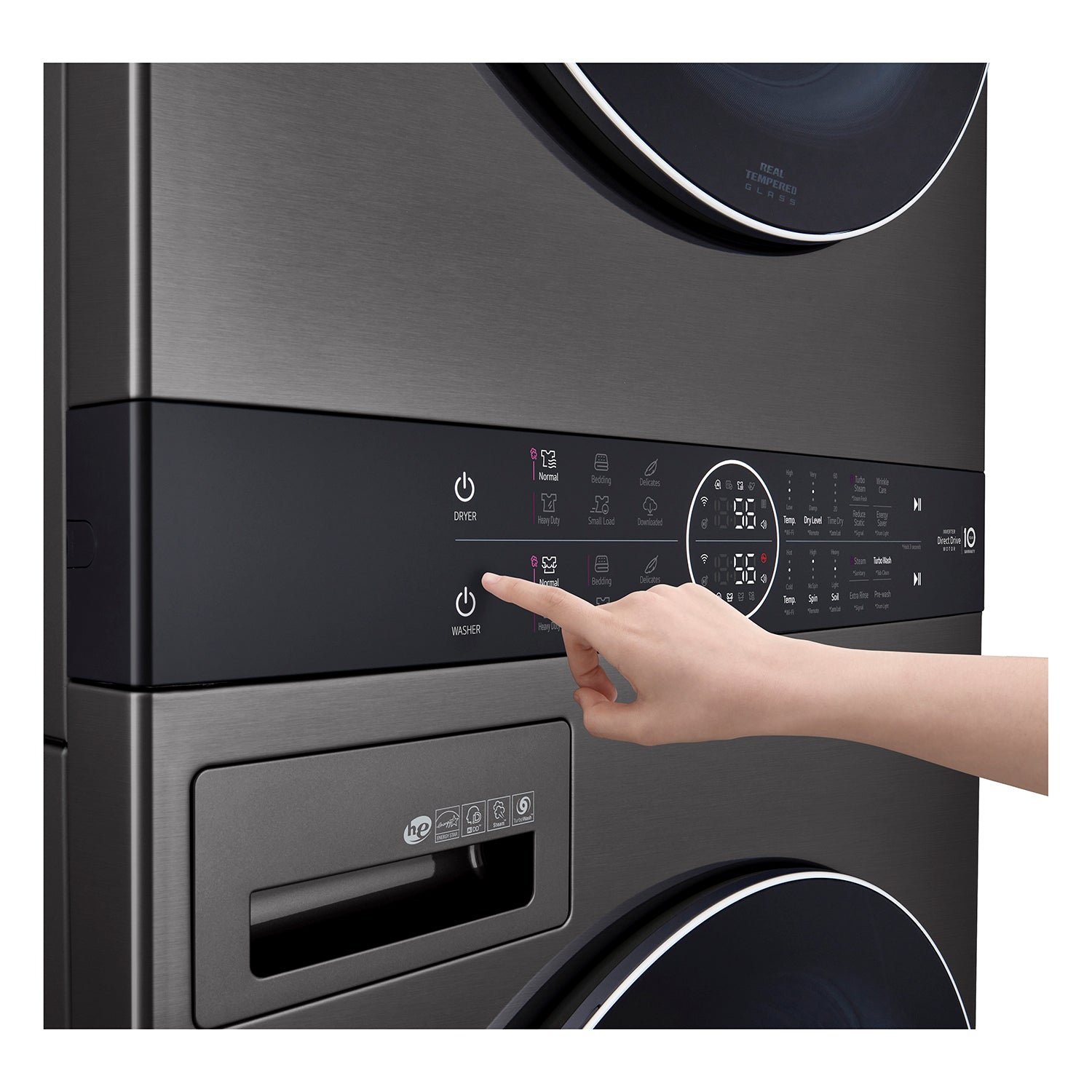 LG WKEX200HBA 5.2 Cu. Ft. Smart Front Load Washer & 7.4 Cu. Ft. Electric Dryer Combo - Steam Refresh, AI Direct Drive, WiFi Enabled - Perfect for Large Families & Modern Laundry Rooms