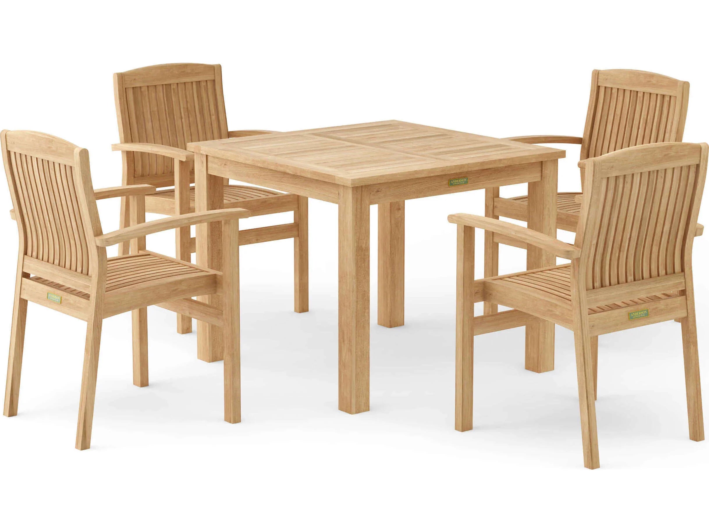 Anderson Teak 5-Piece Outdoor Bistro Table and Chairs Set - Weather-Resistant Patio Dining Furniture for Garden, Deck, Poolside & Backyard (SET 21)
