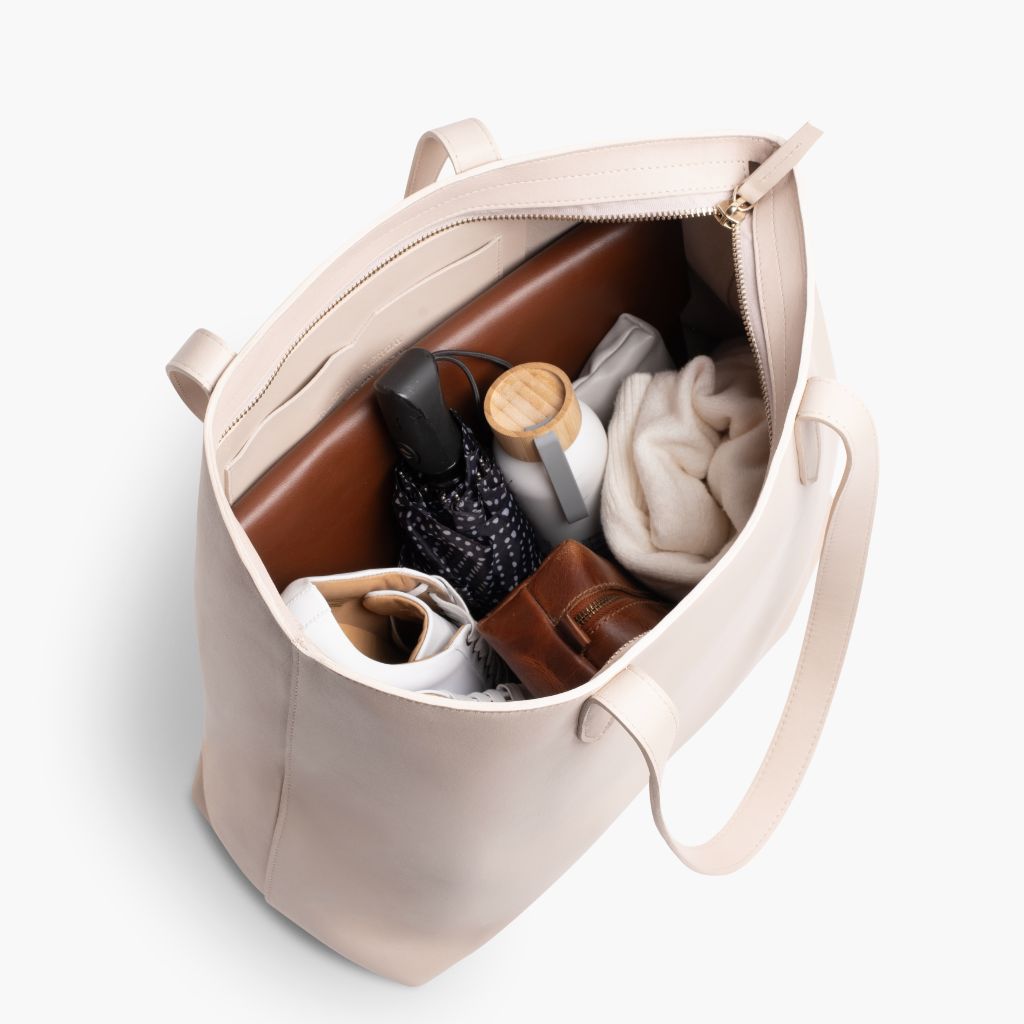 Large Beige Zippered Everyday Tote Bag for Women - Spacious Work Tote, Travel Carryall & Shopping Bag with Secure Zipper Closure