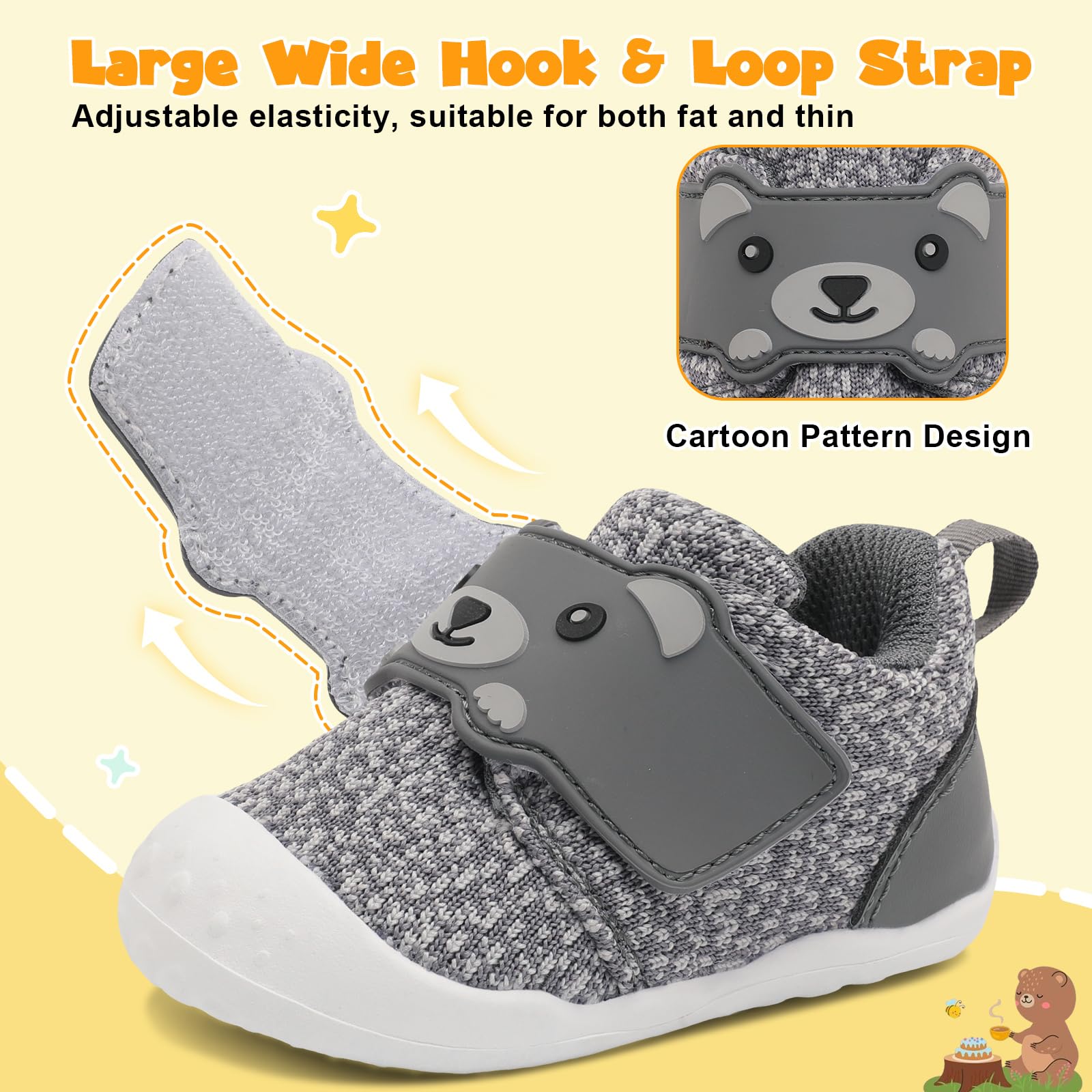 FEETCITY Baby Walking Shoes - Wide Infant Sneakers for Boys & Girls | Breathable Barefoot Toddler Shoes | Slip-On Crib Shoes for First Steps & Playtime