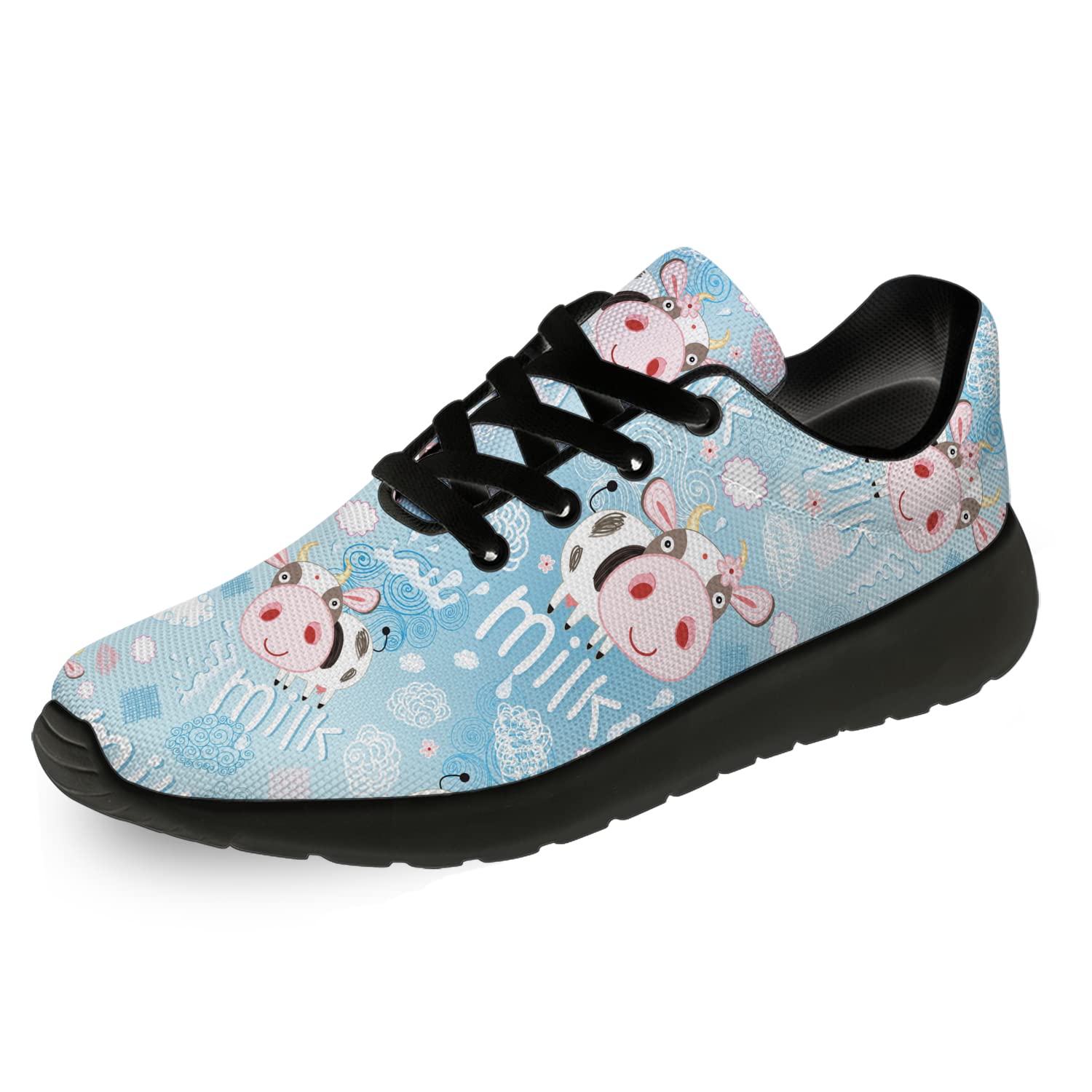 Men's & Women's Cow Print Running Shoes - Breathable Comfortable Athletic Sneakers for Jogging, Walking & Tennis - Perfect Gift for Him & Her - Ideal for Gym, Workouts & Casual Wear