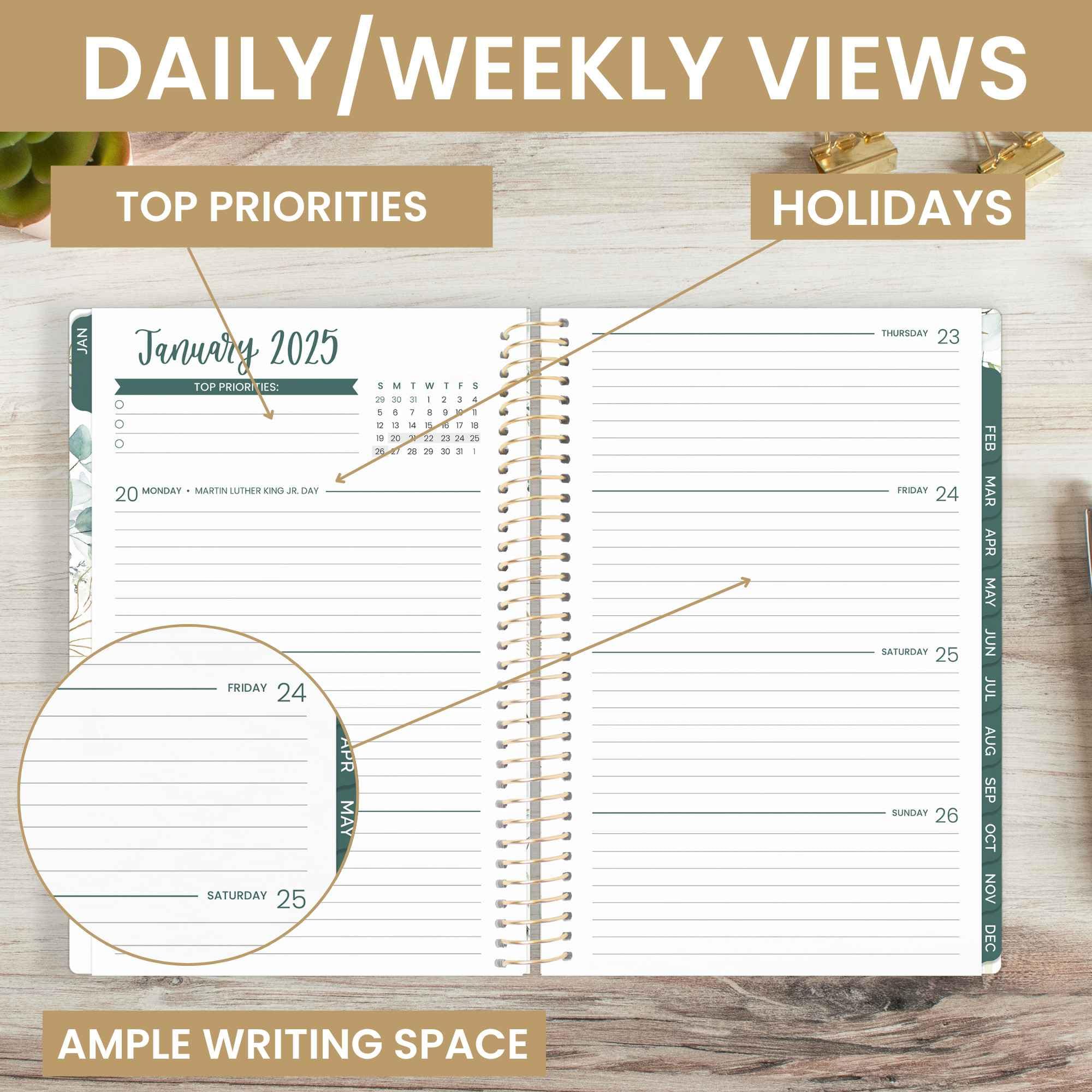 Bloom 2025 Daily Planner & Calendar (Jan-Dec 2025) - Weekly/Monthly Agenda, 5.5