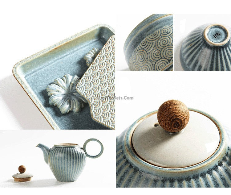 Premium Five Elements Japanese Tea Set - Authentic Ceramic Matcha Bowl & Tea Cups for Zen Tea Ceremony, Home Decor, and Gift Giving