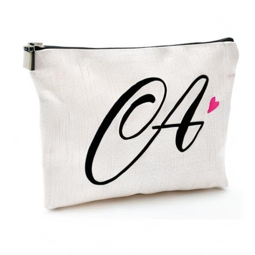 Personalized Blue Leaves Monogram Travel Makeup Bag with Zipper - Waterproof Cosmetic Organizer (Letter A) - Perfect Gift for Women, Travel Essentials & Daily Makeup Storage