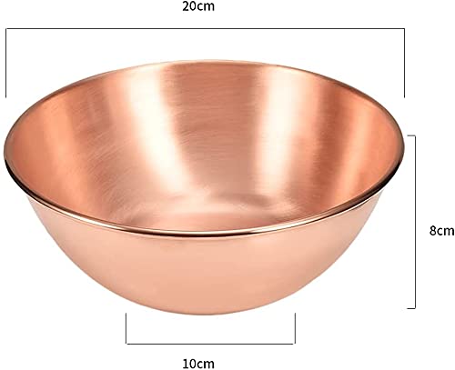 Premium 7.9-Inch Heavy Duty Pure Copper Mixing Bowl - 99.9% Pure Copper for Baking, Whisking Eggs & Salad Prep - Elegant Kitchen Serving Bowl for Cooking, Decor & Entertaining