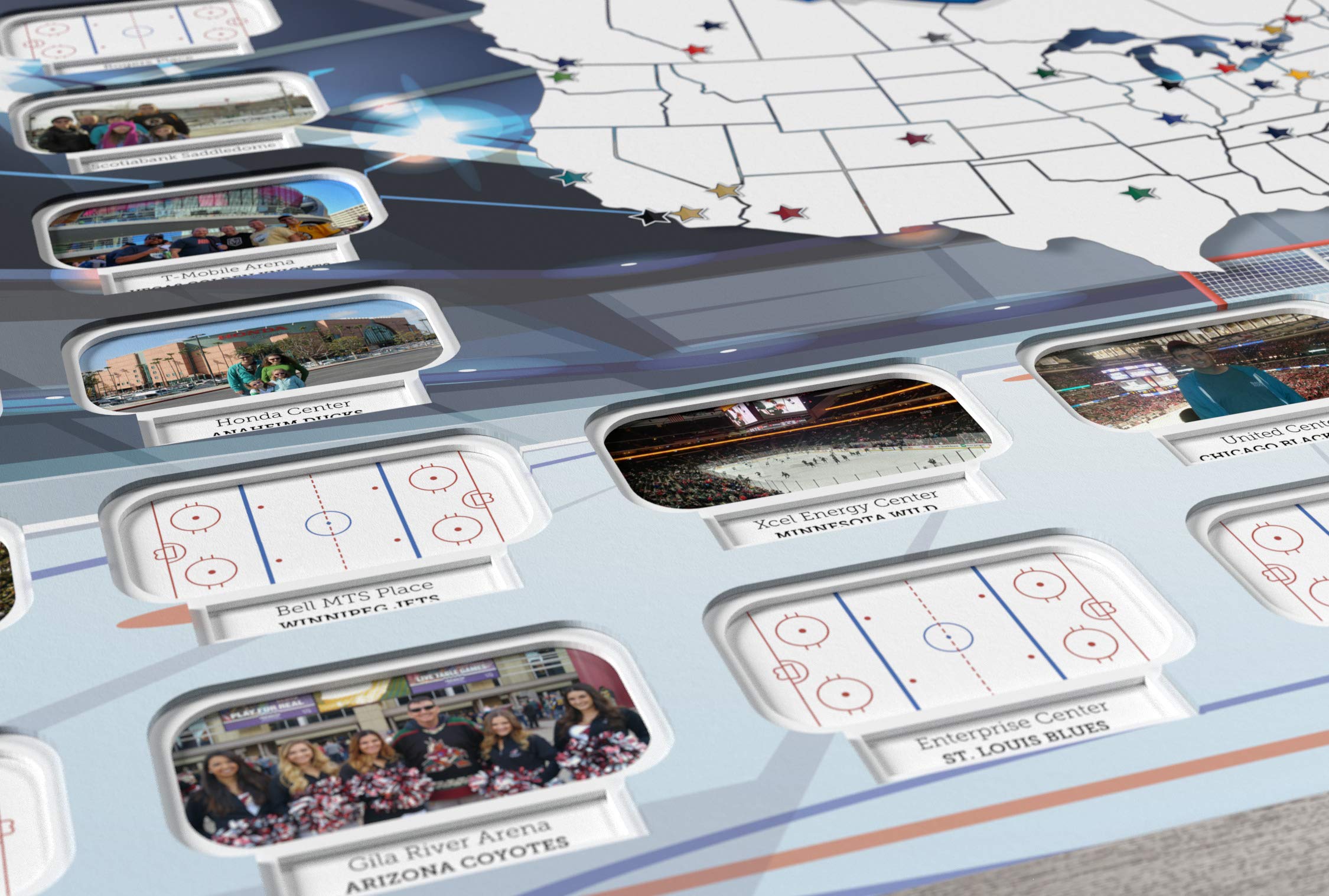 Custom Hockey Arena Photo Map - Personalized Sports Memorabilia with Black Frame - Made in USA | Perfect for Hockey Fans, Man Cave Decor, Sports Themed Gifts & Home Office Wall Art