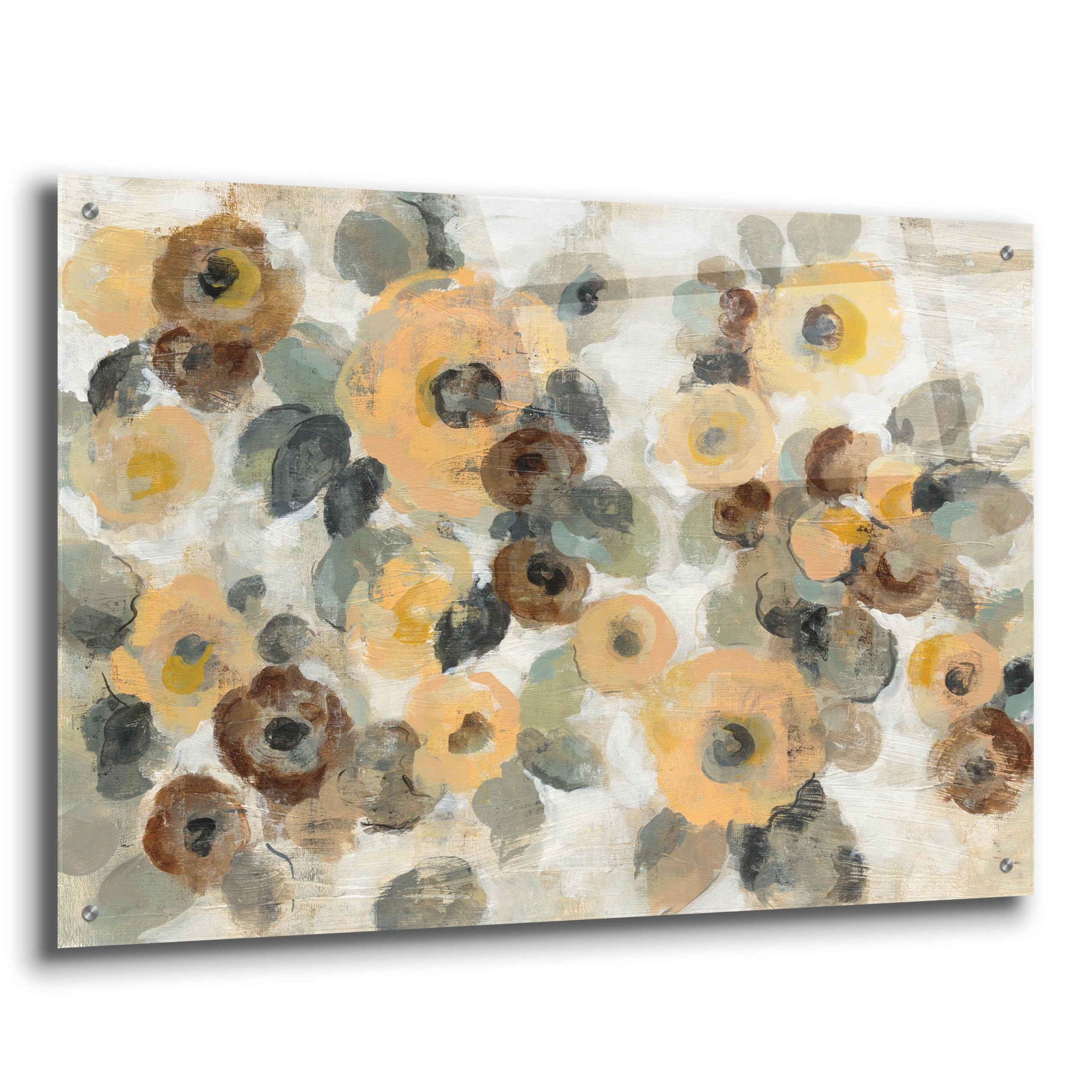 Silvia Vassileva Neutral Floral I Acrylic Glass Wall Art - 36x24 Inches Modern Floral Painting for Living Room, Bedroom & Office Decor