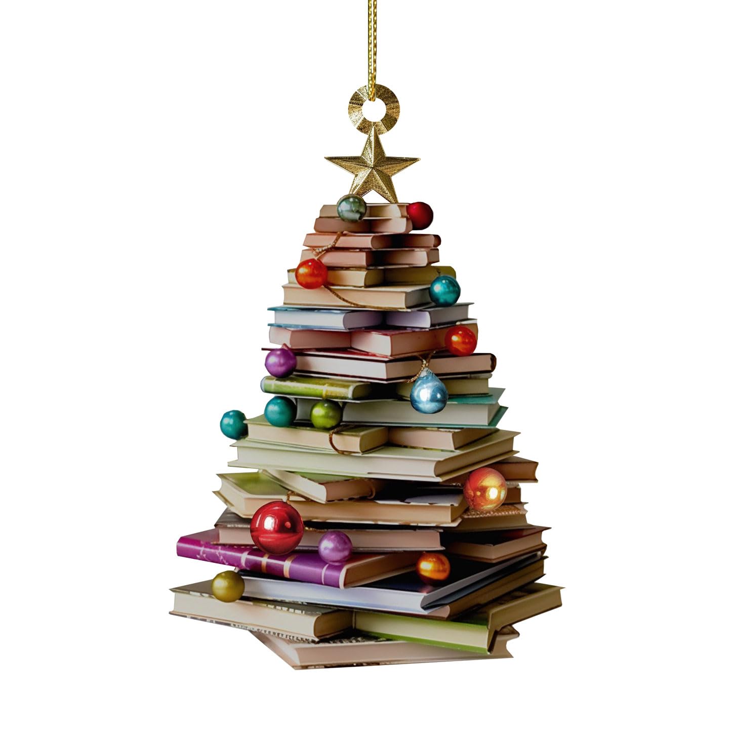 2 Pack Flat Book-Shaped Christmas Tree Ornaments - 5 Inch 2D Reading Book Decor for Book Lovers, Librarians & Bookstores - Perfect Holiday Gift for Readers, Book Clubs & Library-Themed Decor