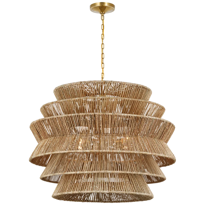 Anza Drum Chandelier - Modern Round Fabric Pendant Light Fixture for Dining Room, Bedroom & Living Room Decor