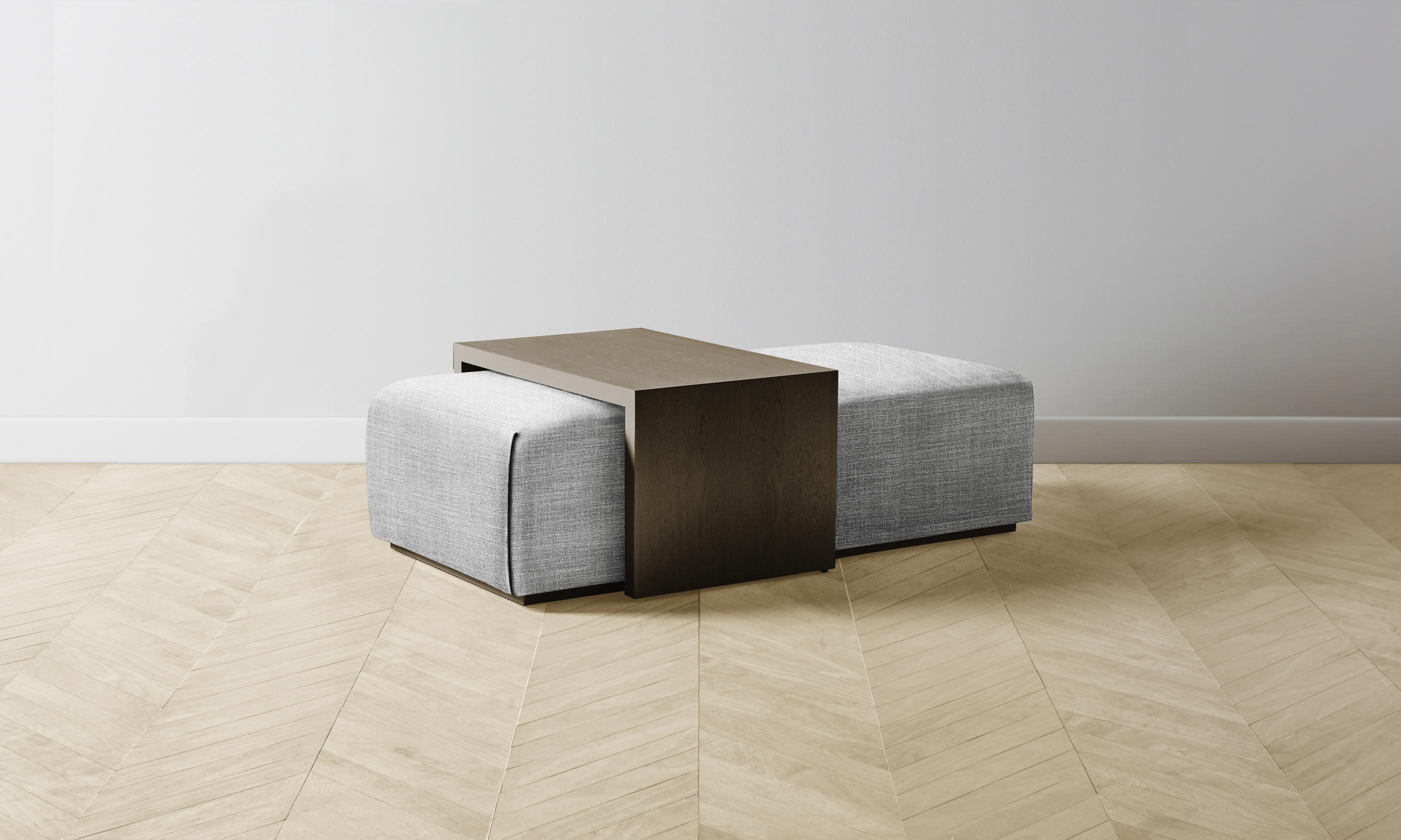 The Bowery Ottoman - Performance Textured Tweed Alpine - Modern Living Room Accent Chair with Storage for Small Spaces