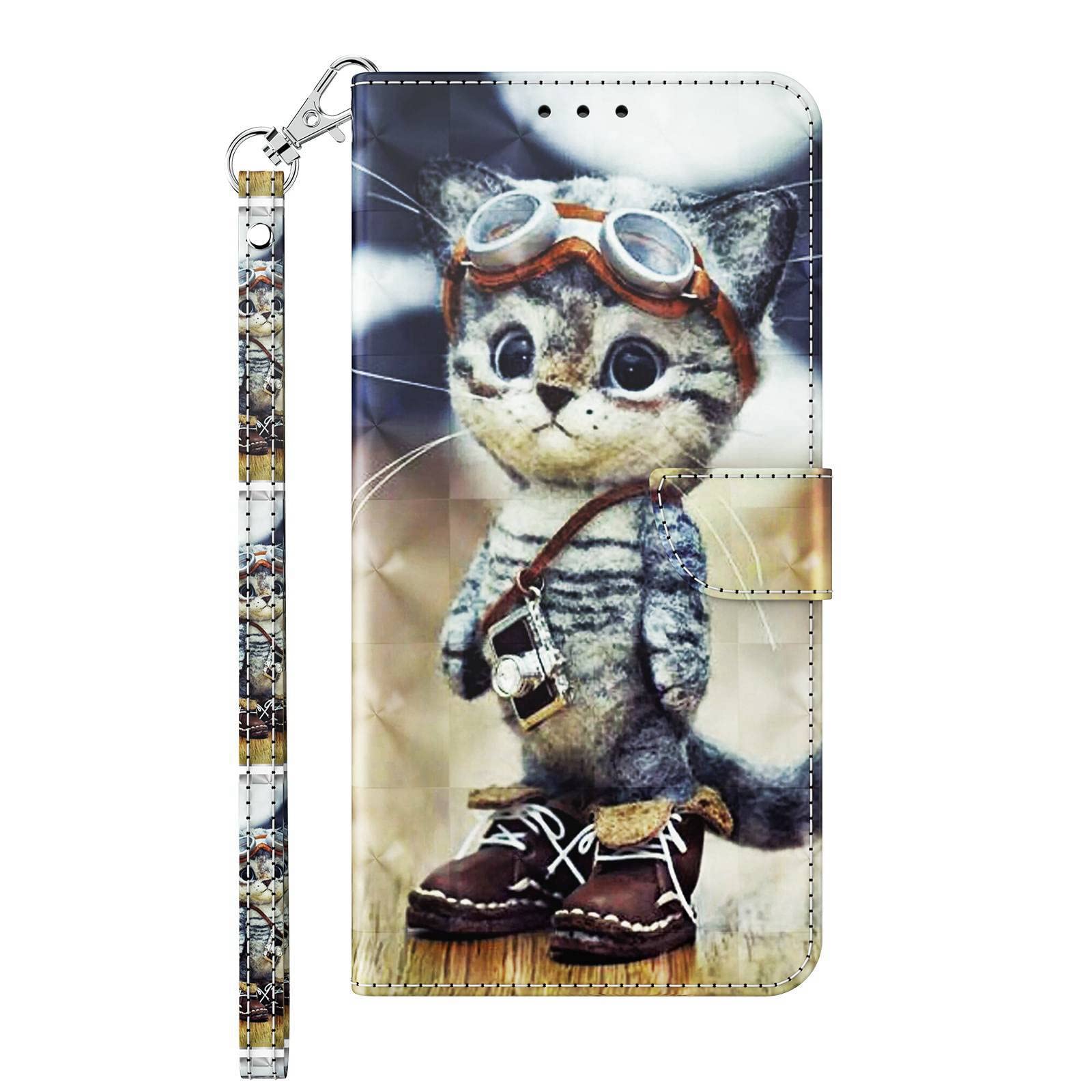 Premium 3D PU Leather Wallet Flip Case for Samsung Galaxy A15 - Shockproof Magnetic Protective Cover with Card Slots & Kickstand (Naughty Cat Design) - Perfect for Work, Travel, and Everyday Use