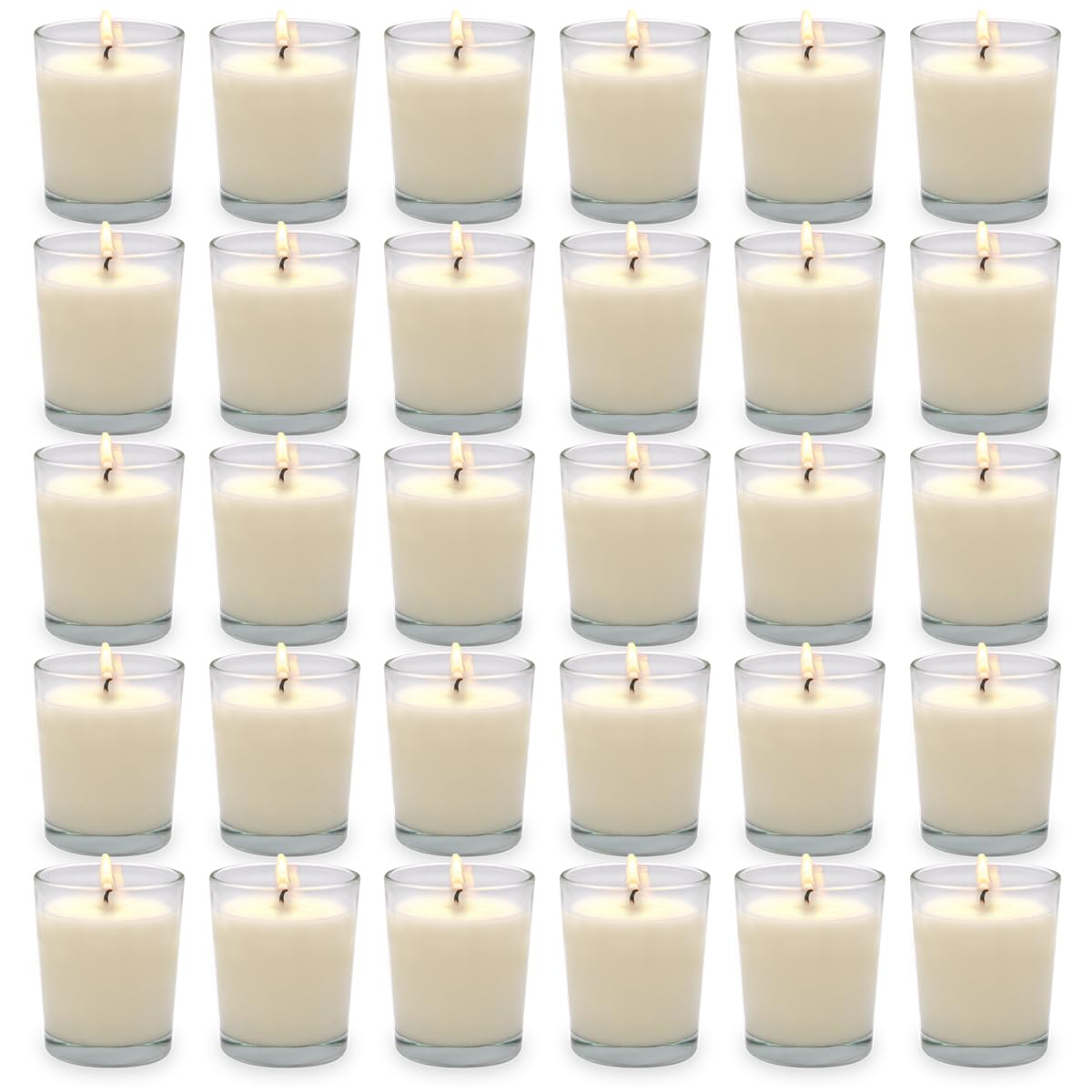72 Packs Unscented White Votive Candles in Glass - 1.2oz Natural Soy Wax Candles Bulk for Wedding, Table Decor, Home Spa, Holiday Party, Romantic Dinner & Church Ceremonies