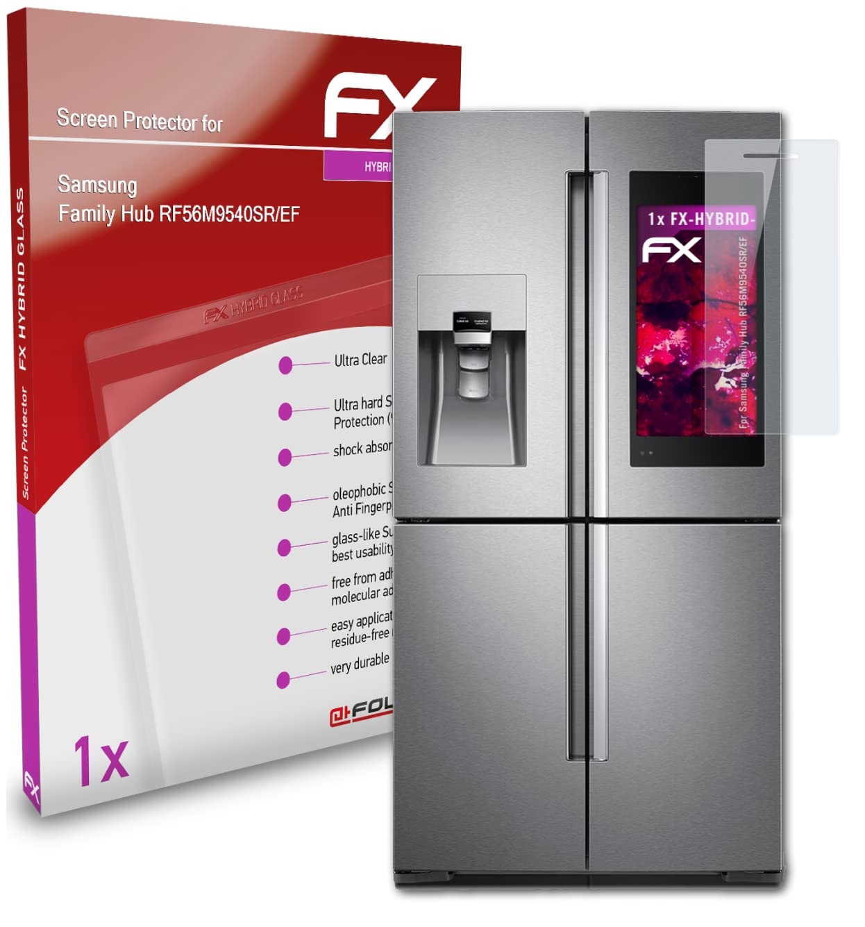 Samsung RF56M9540SR/EF Family Hub Refrigerator Screen Protector - 9H Hybrid-Glass FX Plastic Film Shield for Scratch Protection | Perfect for Kitchen & Smart Home Use