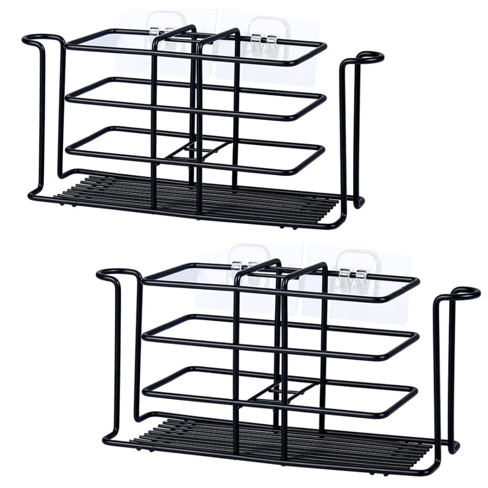 2 Pack Stainless Steel Wall Mounted Toothbrush Holder - Bathroom Organizer for Toothbrush & Toothpaste Storage | Perfect for Countertop & Shower Organization (Brushed Nickel Finish)