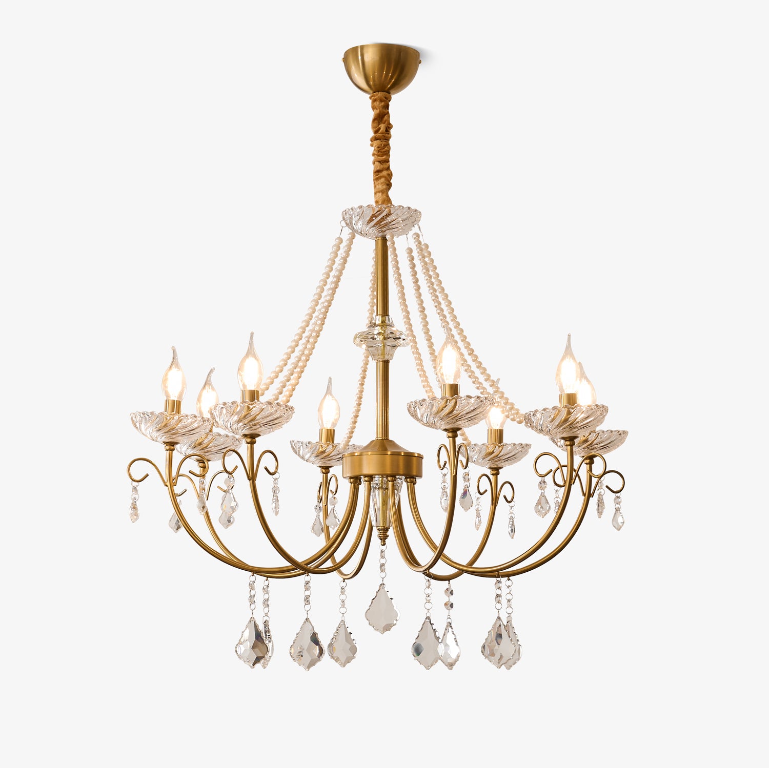 Luxury Imperial Pearl Crystal Chandelier - Elegant Ceiling Light Fixture for Dining Room, Living Room & Bedroom Decor | Vintage Home Lighting for Wedding, Hotel & Luxury Interior Design