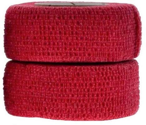 Co-Flex Self-Adhering Bandage Wrap - 1 Inch x 5 Yards, Red Color, 6 Rolls Total (3 Packs of 2) - First Aid, Sports Injury Support & Veterinary Use for Dogs & Horses