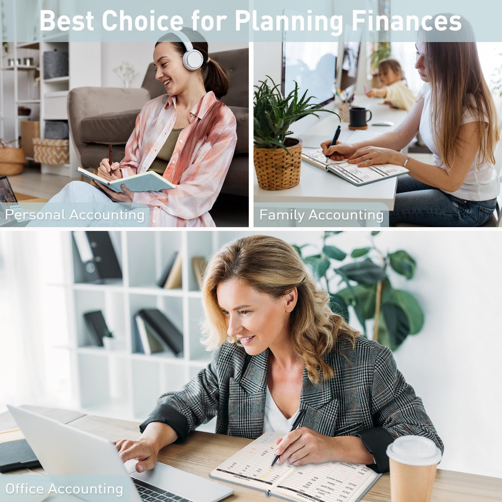 WEMATE 2025 Monthly Budget Planner - Undated Expense Tracker Notebook & Financial Organizer | 12-Month Bill Organizer, A5 Account Book for Money Management (Blue) | Perfect for Personal Finance, Household Budgeting & Financial Goal Tracking