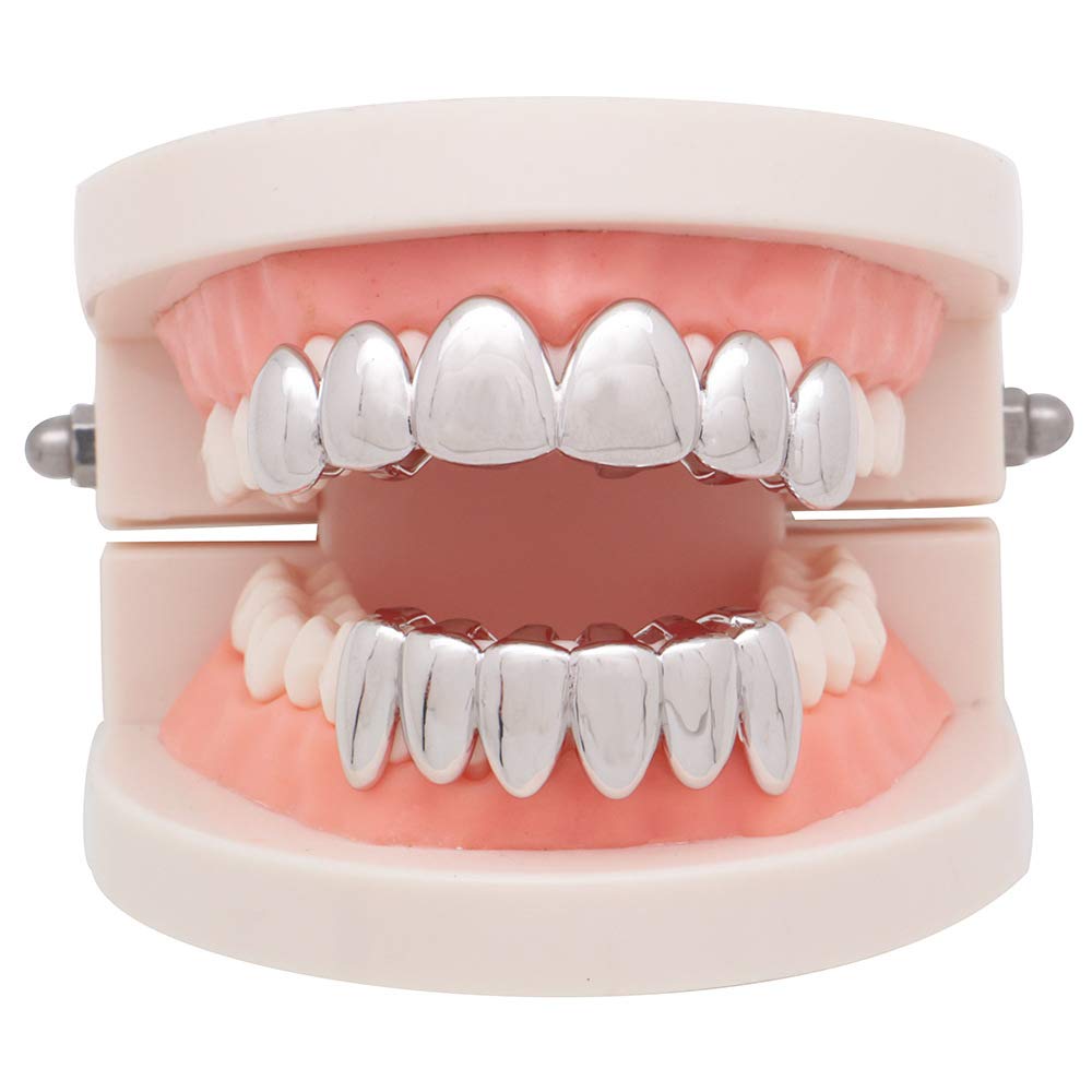 18K Gold Plated Teeth Grillz for Men & Women - Top & Bottom Grills Set | Hip Hop Jewelry, Custom Grillz for Parties & Special Occasions
