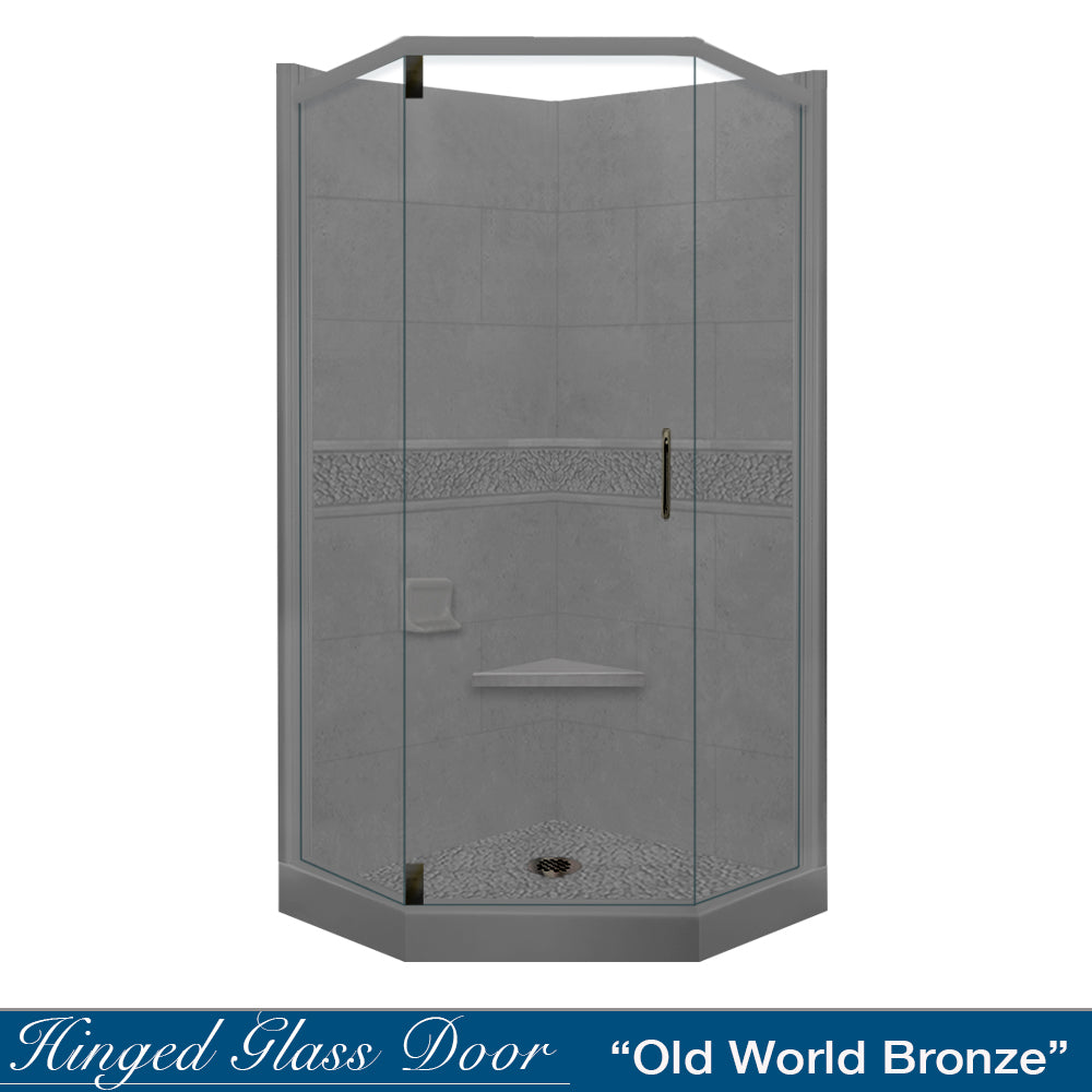 Neo Angle Wet Cement Sistine Stone & Pebble Stone DIY Shower Remodel Kit - Waterproof Bathroom Flooring for Wet Room, Spa, and Modern Shower Designs