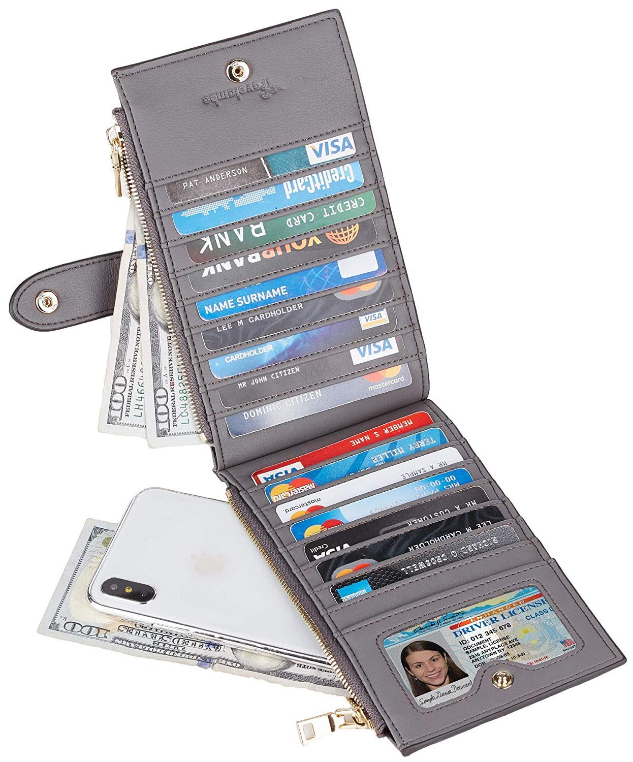Travelambo Slim RFID Blocking Leather Wallet for Women - Bifold Credit Card Holder with ID Window | Perfect for Everyday Use, Travel & Gift Giving