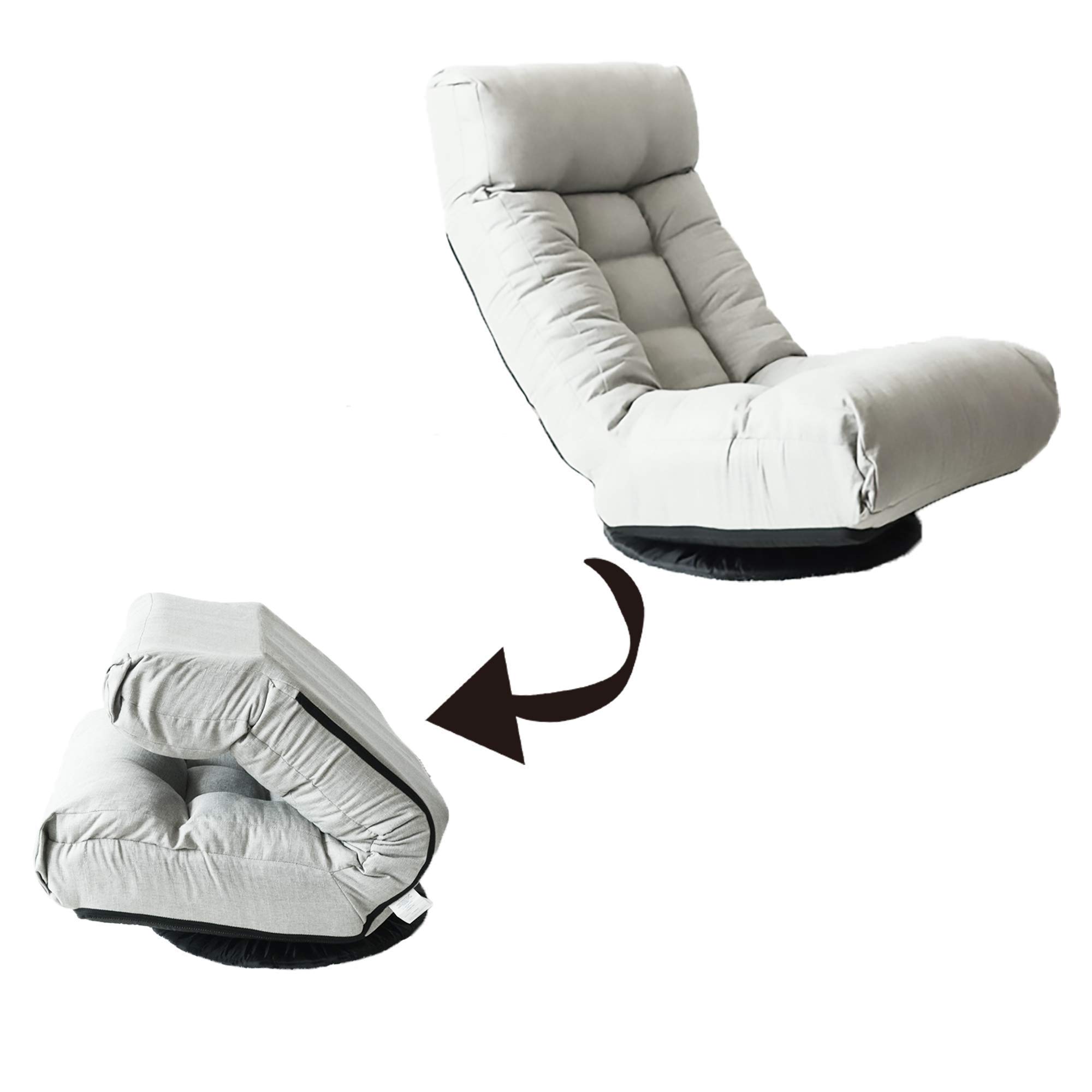 Ergonomic Floor Gaming Chair with Ottoman - Adjustable Swivel Seat for Comfortable Floor Sitting, Gaming, Reading & Meditation (Gray) - Perfect for Small Spaces, Living Rooms & Bedrooms