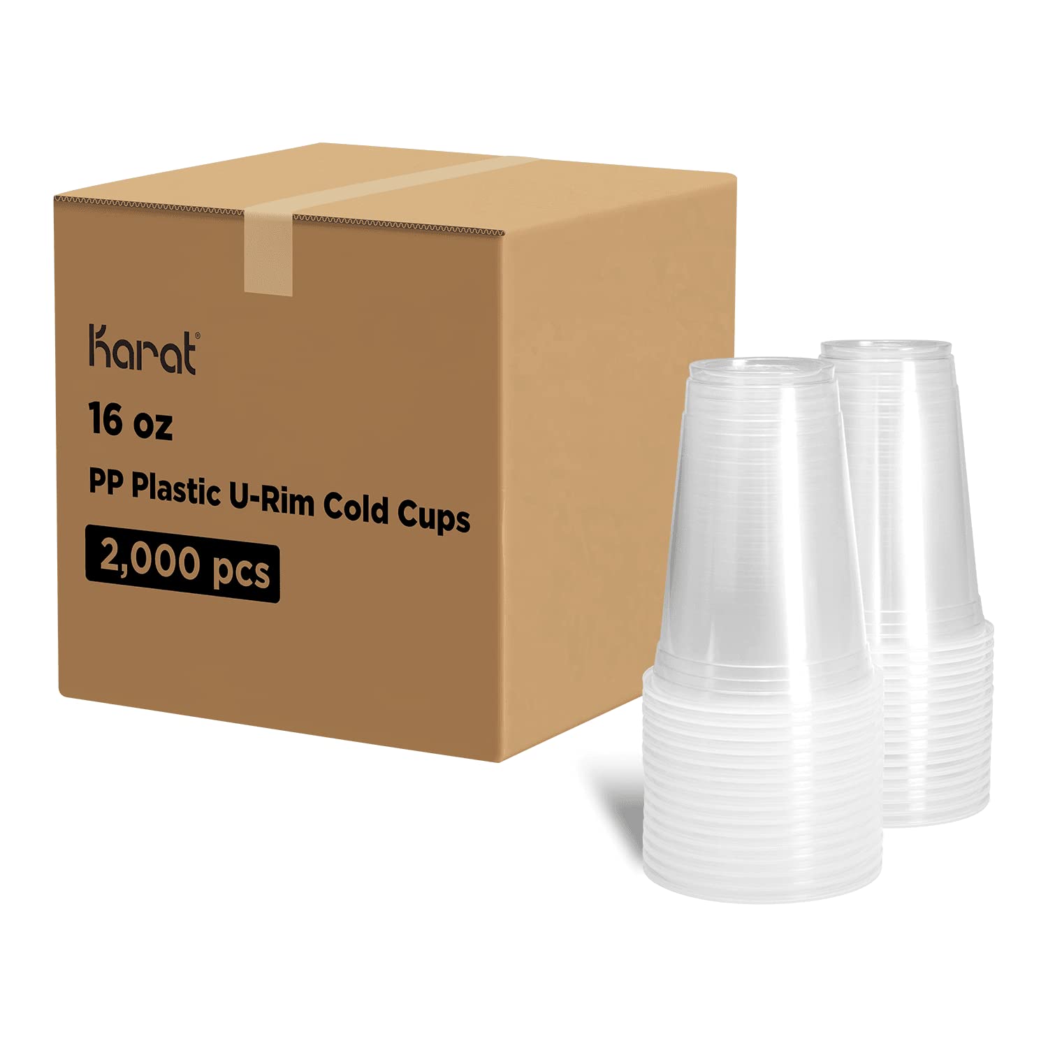 16oz 2,000 Count 95mm Clear Plastic U-Rim Disposable Cups - Translucent PP Material for Sealing Films (C1011) - Perfect for Parties, Catering, and Food Service Businesses