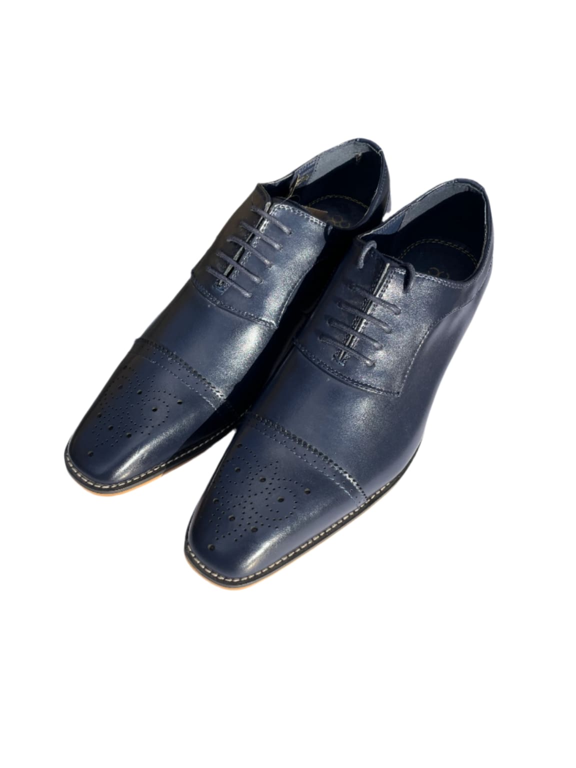 Cavani James Men's Navy Oxford Brogue Dress Shoes - Classic Formal & Business Attire for Weddings, Office & Special Occasions