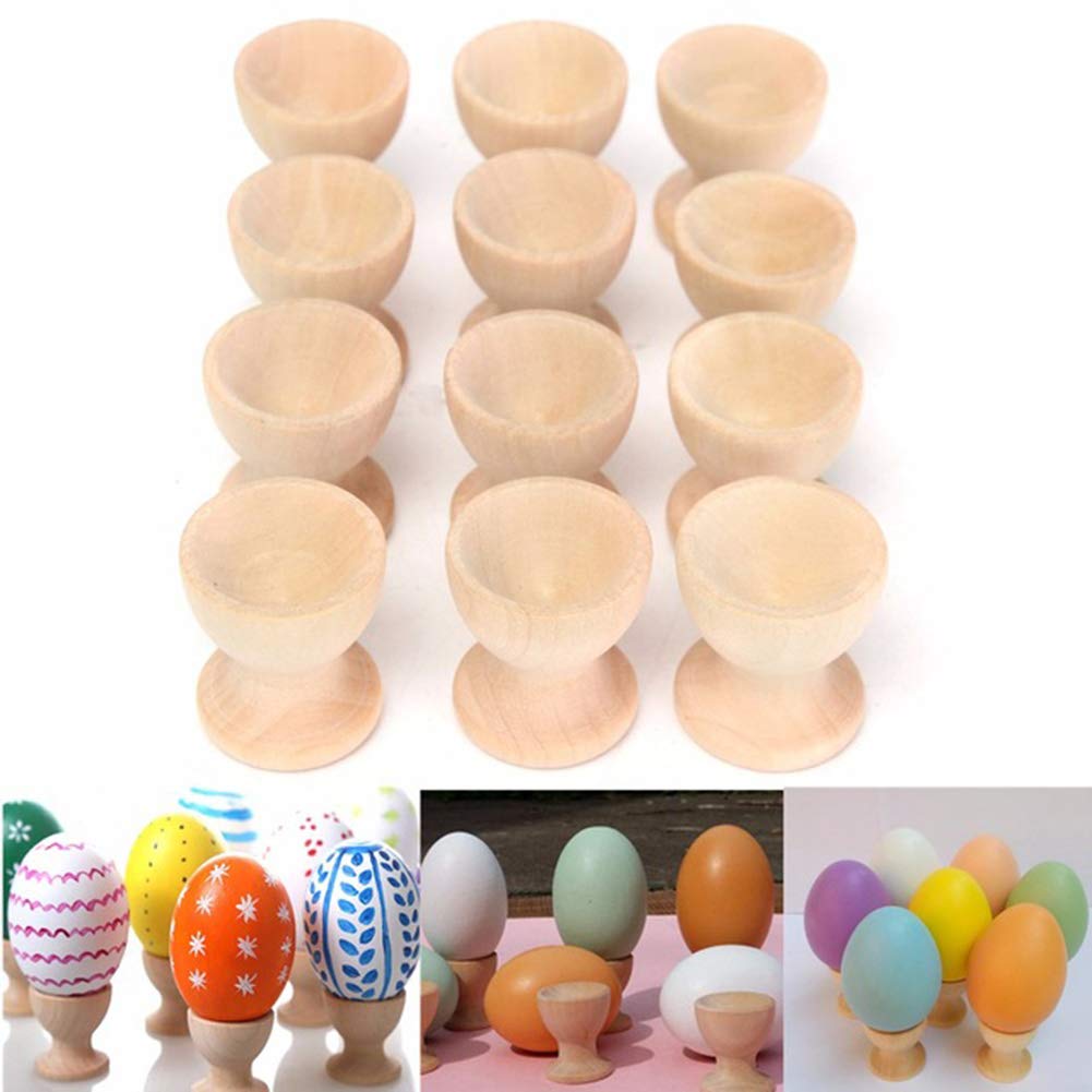 Easter Wooden Egg Holder Necklace - DIY Wooden Egg Storage Cup with Painting Mold Tray, Kids Craft Toy & Unique Easter Gift Idea for Home Decor, Party Favors, Easter Basket Fillers (Multi-Color)